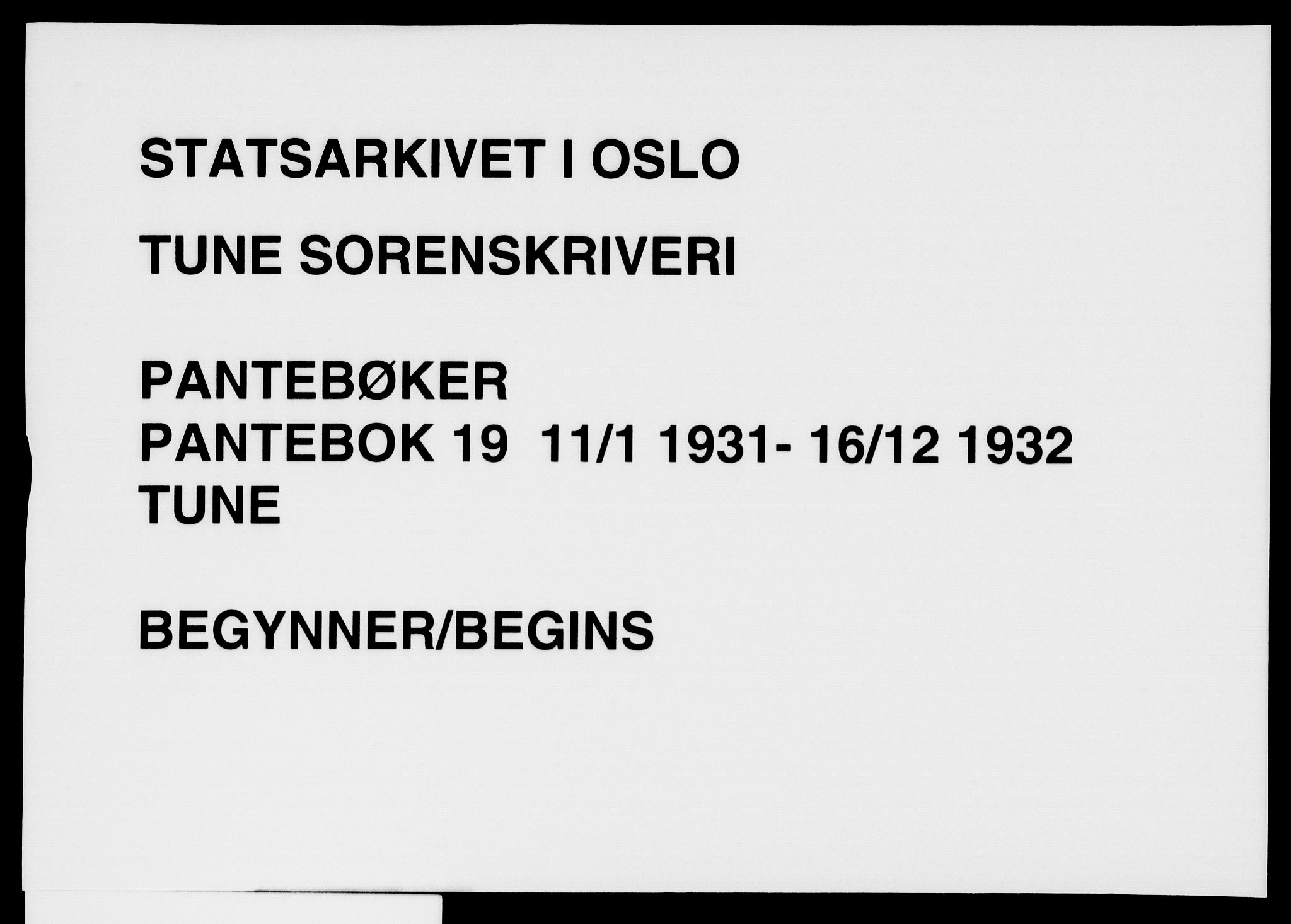 Tune sorenskriveri, AV/SAO-A-10470/G/Gb/Gbf/L0019: Pantebok nr. VI 19, 1931-1932