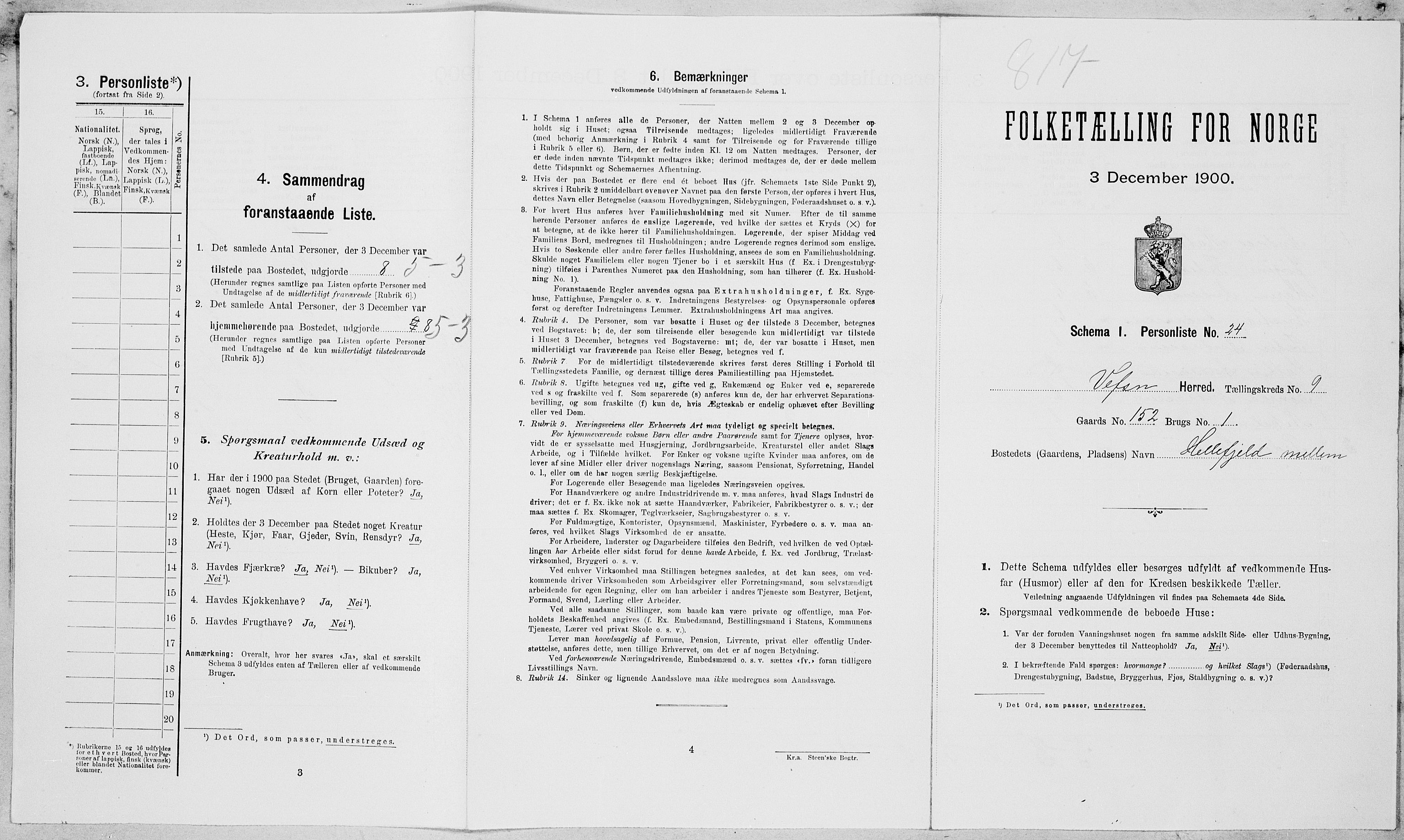 SAT, Folketelling 1900 for 1824 Vefsn herred, 1900, s. 803