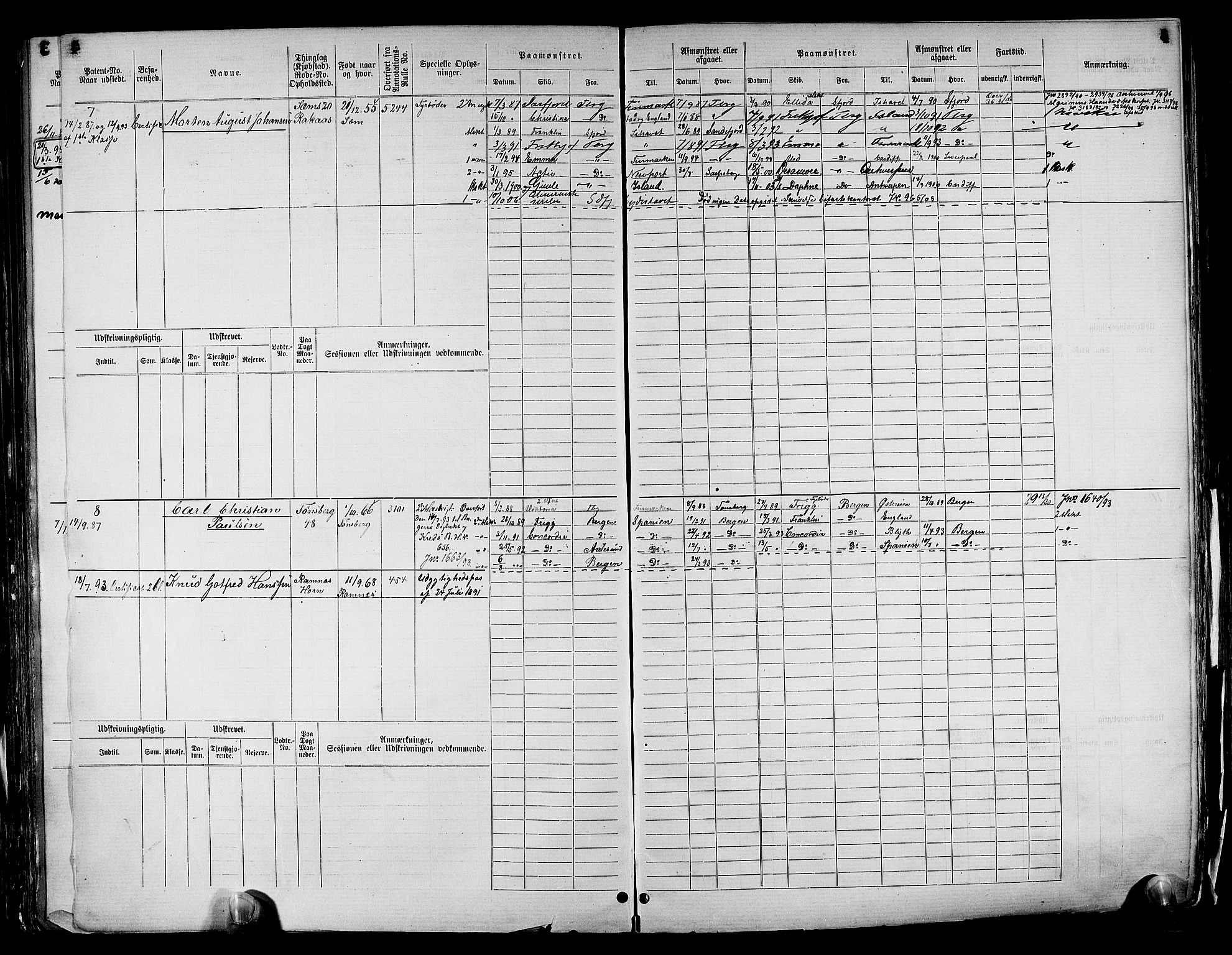 Drammen innrulleringsdistrikt, AV/SAKO-A-781/F/Fd/L0002: Maskinist- og fyrbøterrulle, 1885, s. 276