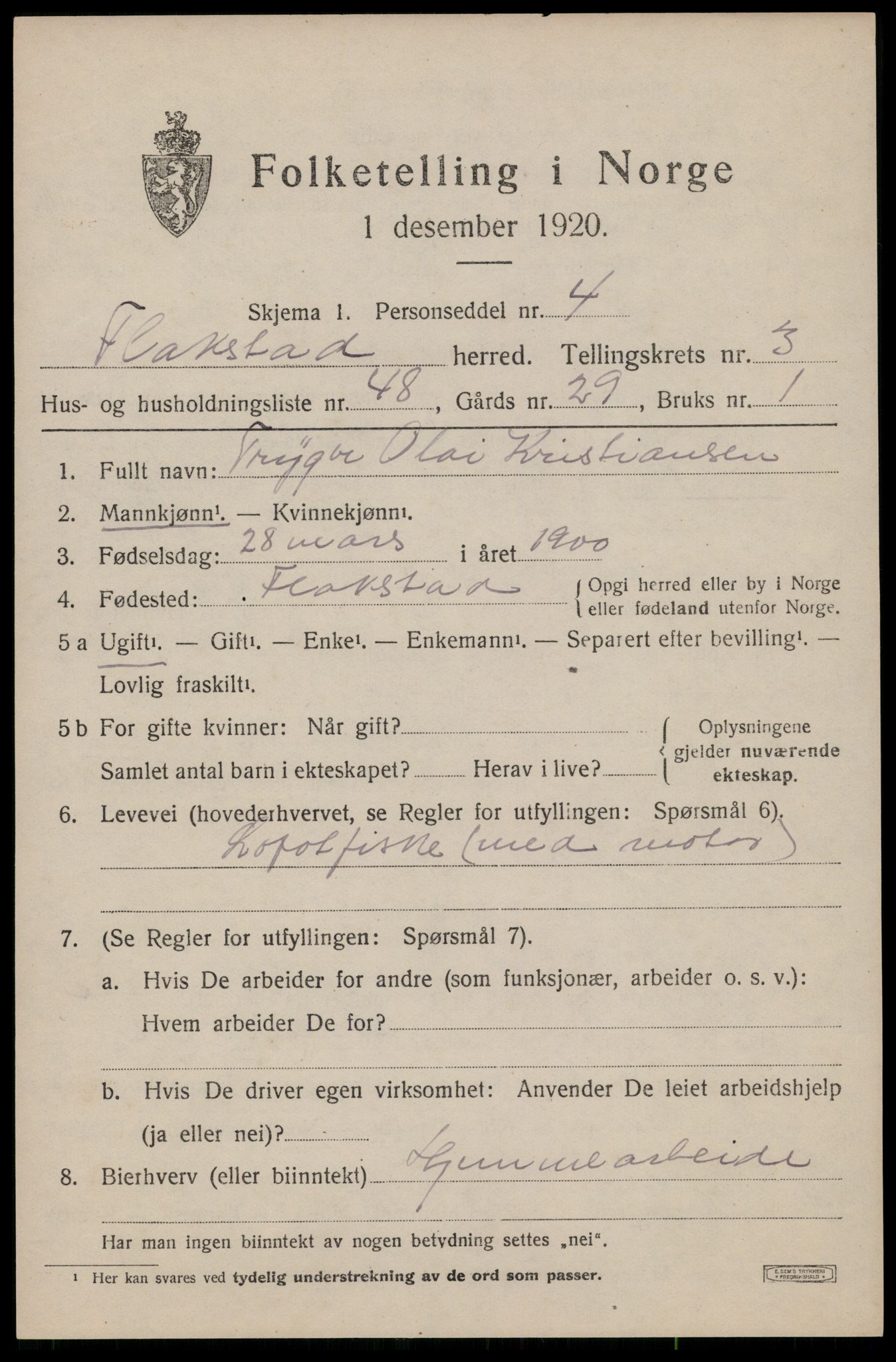 SAT, Folketelling 1920 for 1859 Flakstad herred, 1920, s. 2789