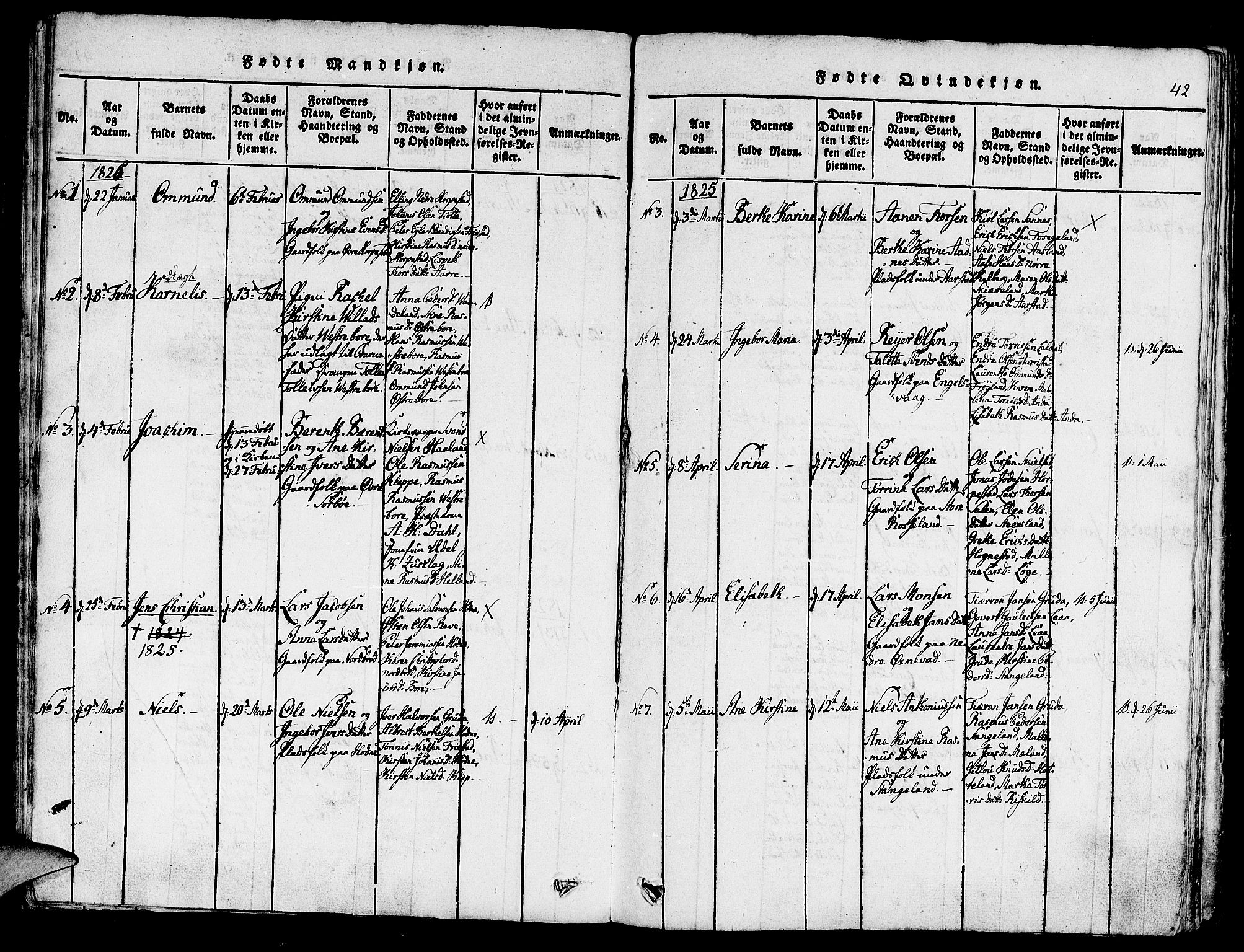 Klepp sokneprestkontor, AV/SAST-A-101803/001/3/30BA/L0002: Ministerialbok nr. A 2, 1816-1833, s. 42