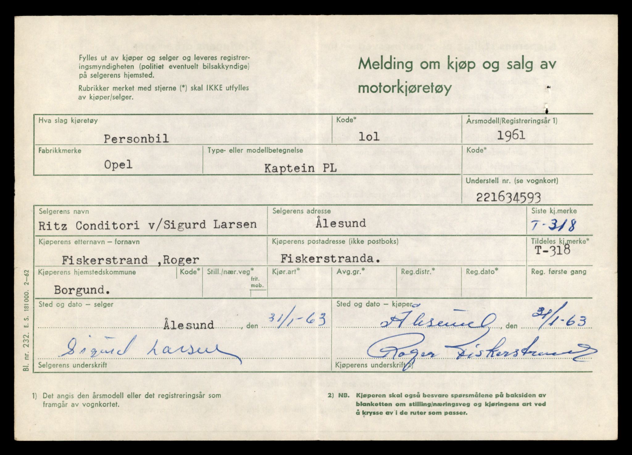 Møre og Romsdal vegkontor - Ålesund trafikkstasjon, AV/SAT-A-4099/F/Fe/L0003: Registreringskort for kjøretøy T 232 - T 340, 1927-1998, s. 2932