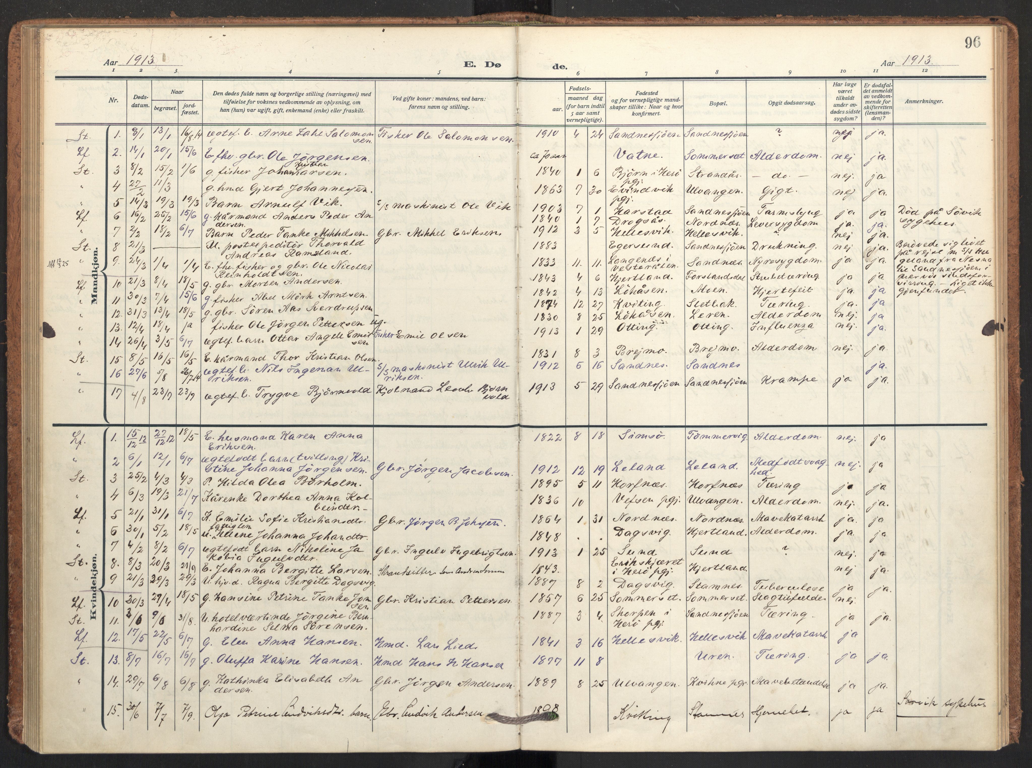 Ministerialprotokoller, klokkerbøker og fødselsregistre - Nordland, AV/SAT-A-1459/831/L0473: Ministerialbok nr. 831A04, 1909-1934, s. 96