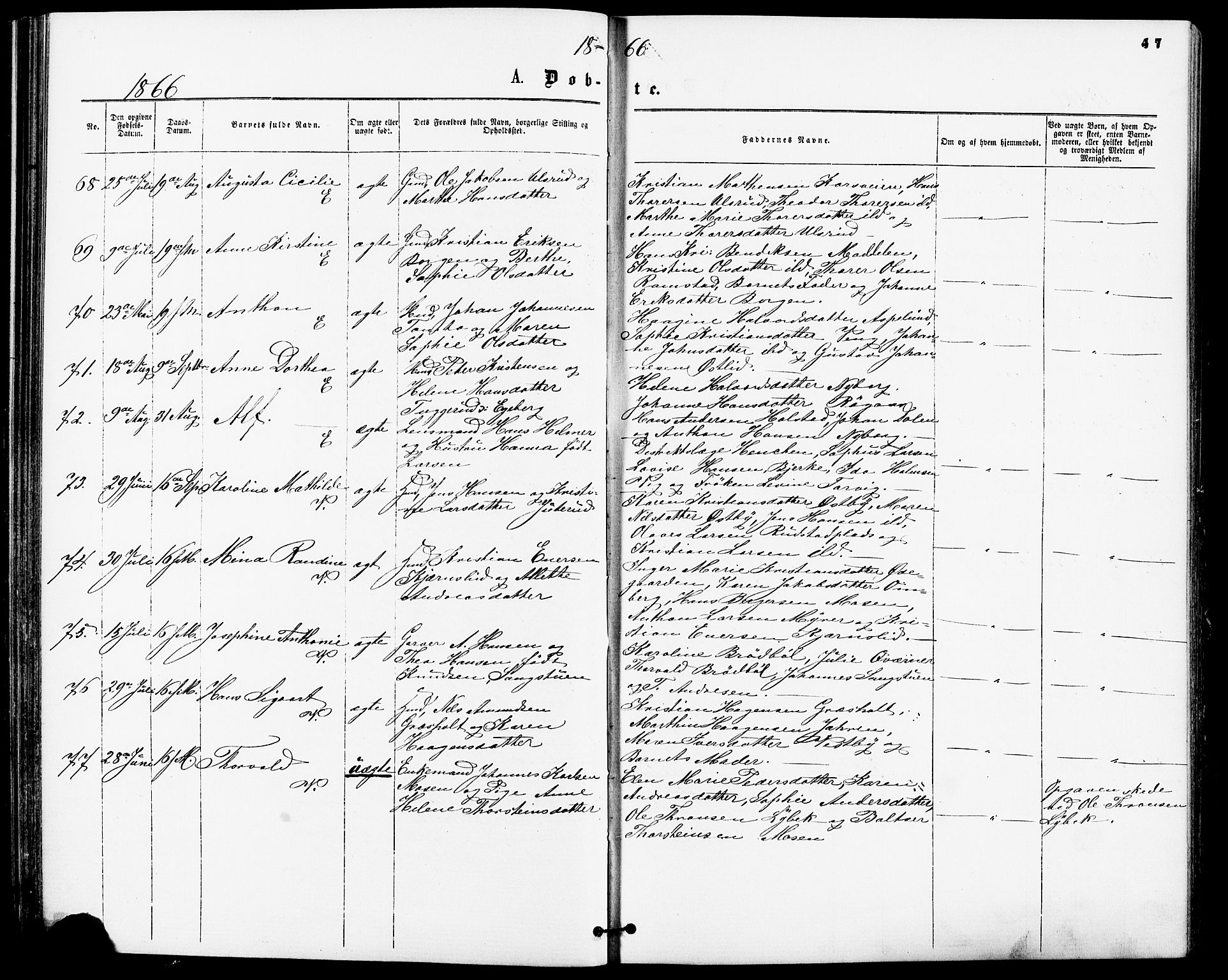 Enebakk prestekontor Kirkebøker, AV/SAO-A-10171c/F/Fa/L0011: Ministerialbok nr. I 11, 1862-1882, s. 47