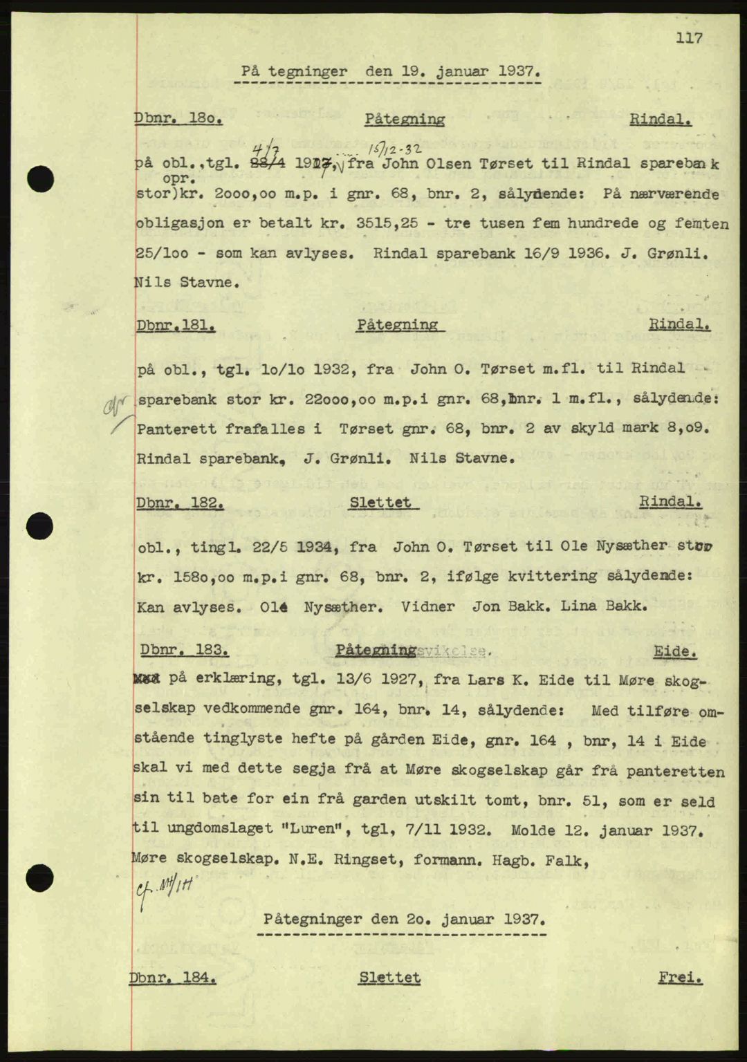Nordmøre sorenskriveri, SAT/A-4132/1/2/2Ca: Pantebok nr. C80, 1936-1939, Dagboknr: 180/1937