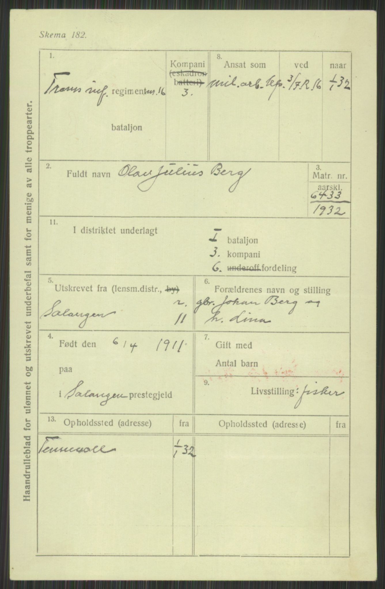 Forsvaret, Troms infanteriregiment nr. 16, AV/RA-RAFA-3146/P/Pa/L0016: Rulleblad for regimentets menige mannskaper, årsklasse 1932, 1932, s. 103