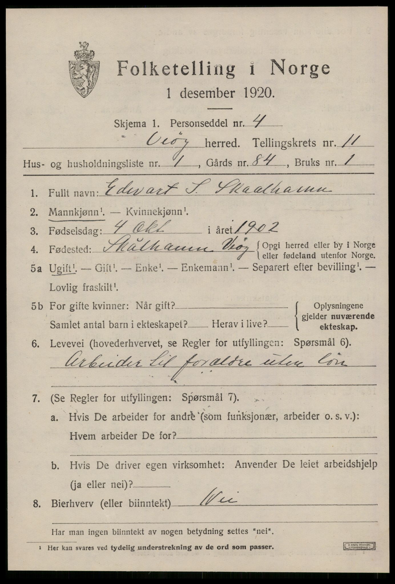 SAT, Folketelling 1920 for 1541 Veøy herred, 1920, s. 5575
