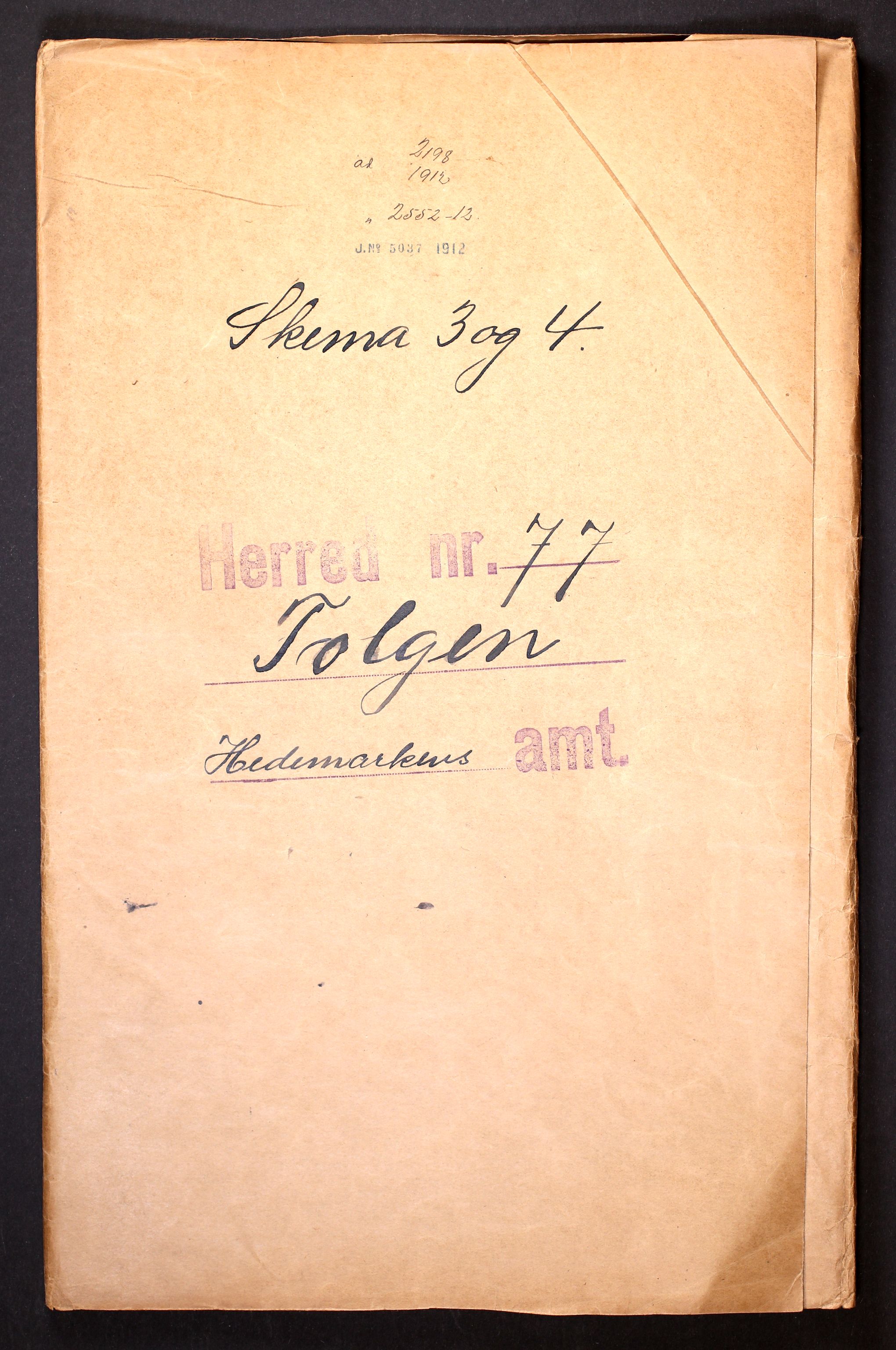 RA, Folketelling 1910 for 0436 Tolga herred, 1910, s. 1