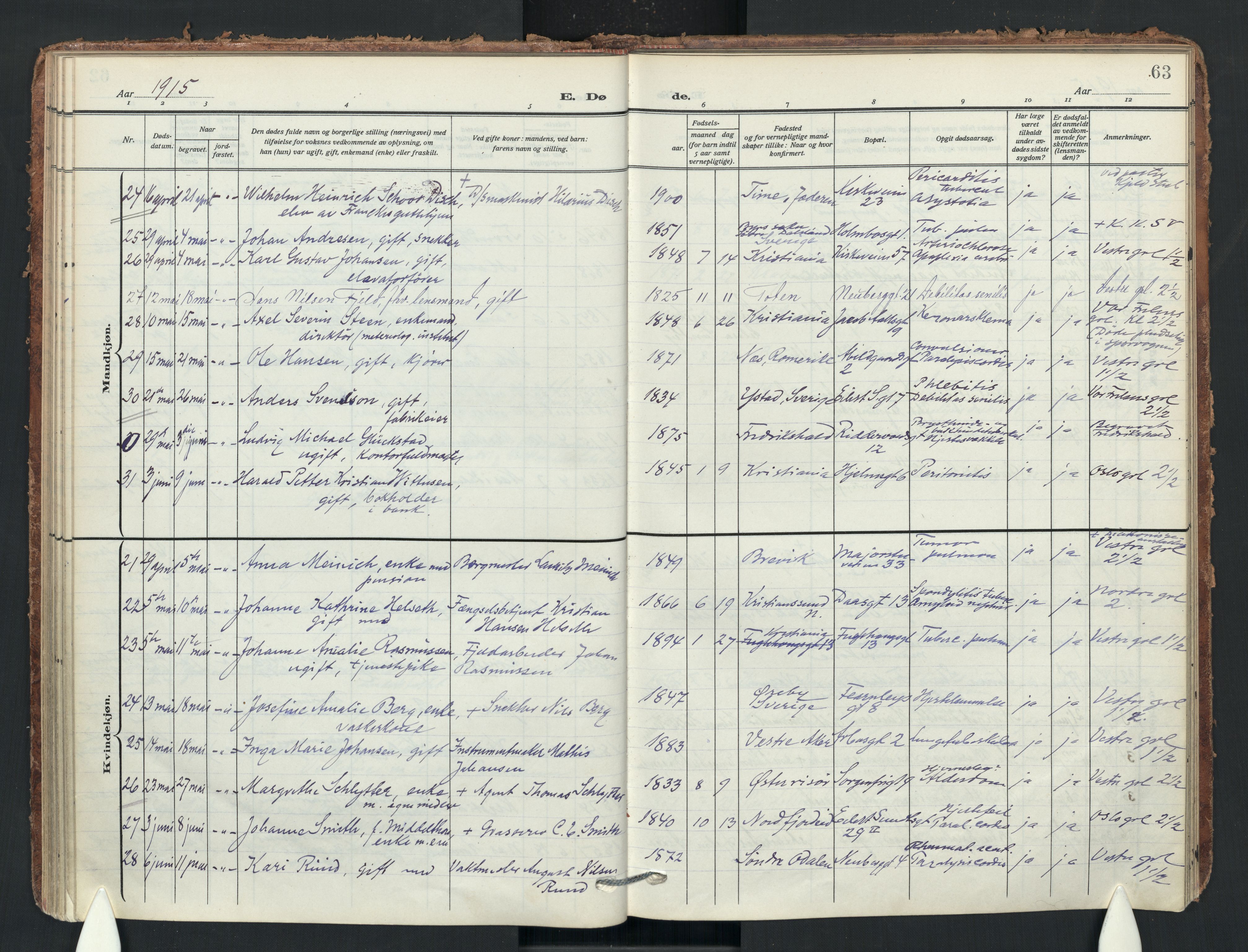 Uranienborg prestekontor Kirkebøker, AV/SAO-A-10877/F/Fa/L0011: Ministerialbok nr. I 11, 1909-1926, s. 63