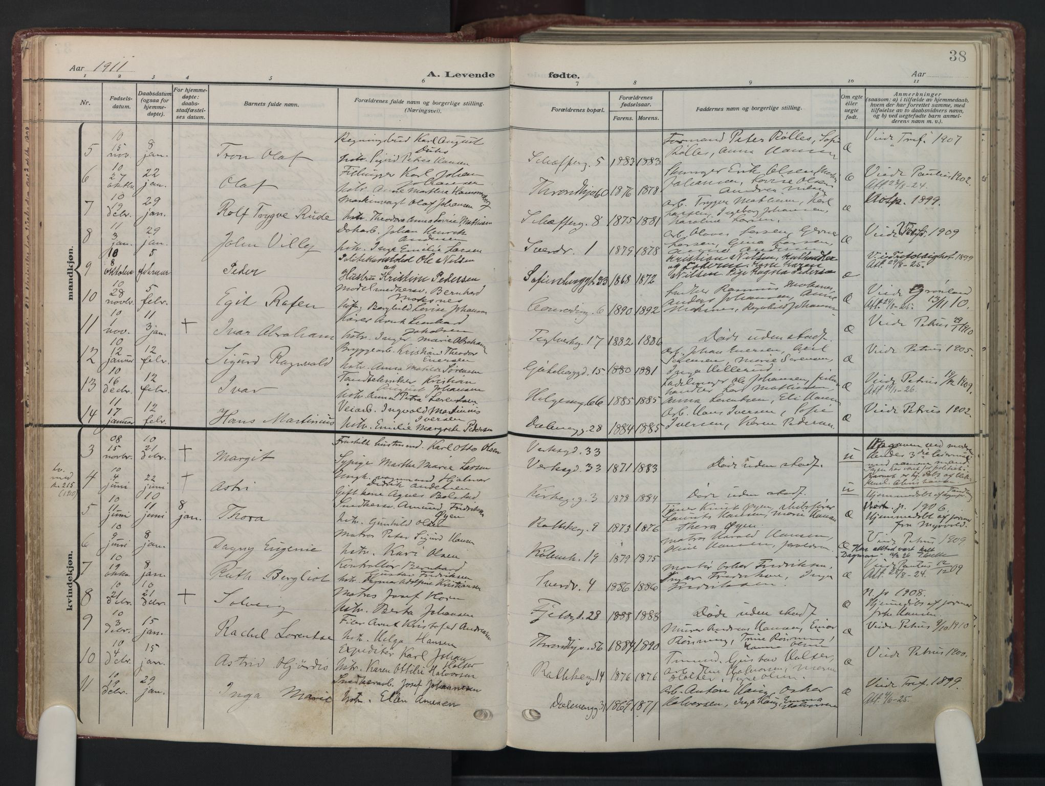 Petrus prestekontor Kirkebøker, AV/SAO-A-10872/F/Fa/L0012: Ministerialbok nr. 12, 1909-1936, s. 38