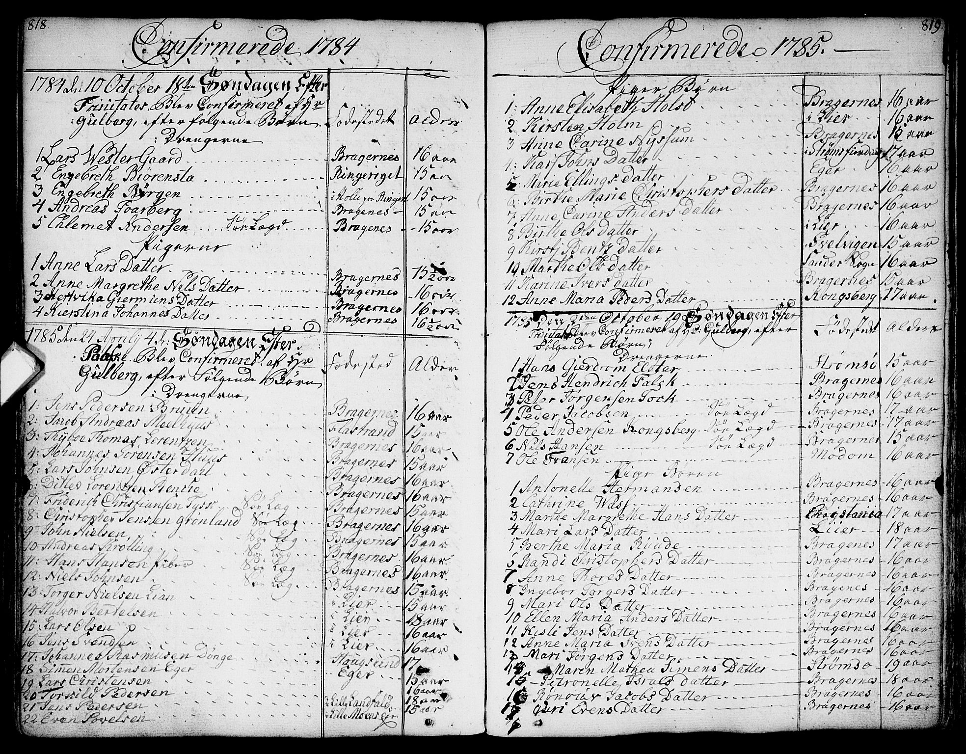 Bragernes kirkebøker, AV/SAKO-A-6/F/Fa/L0006a: Ministerialbok nr. I 6, 1782-1814, s. 818-819