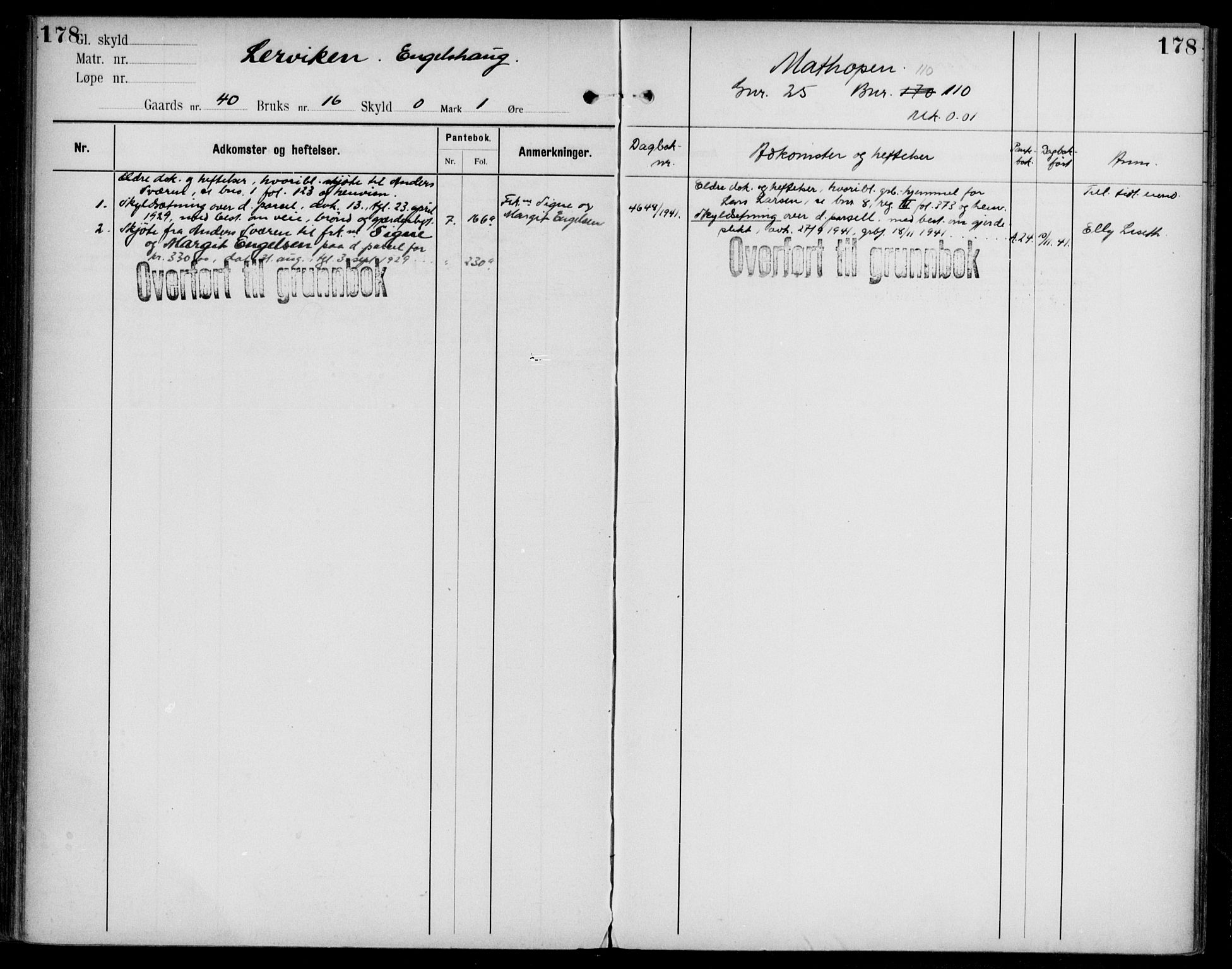 Midhordland sorenskriveri, AV/SAB-A-3001/1/G/Ga/Gab/L0108: Panteregister nr. II.A.b.108, s. 178