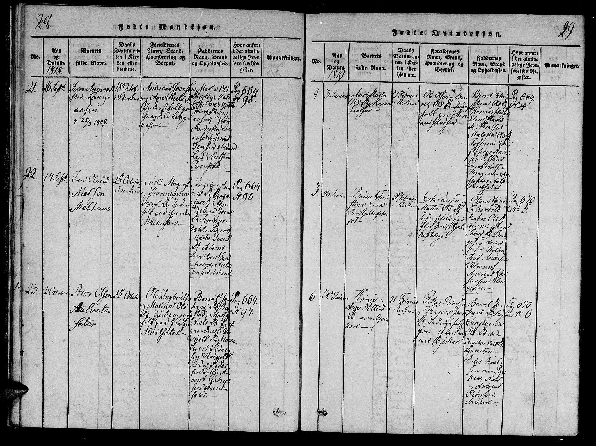 Ministerialprotokoller, klokkerbøker og fødselsregistre - Nord-Trøndelag, SAT/A-1458/701/L0005: Ministerialbok nr. 701A05 /1, 1816-1825, s. 28-29