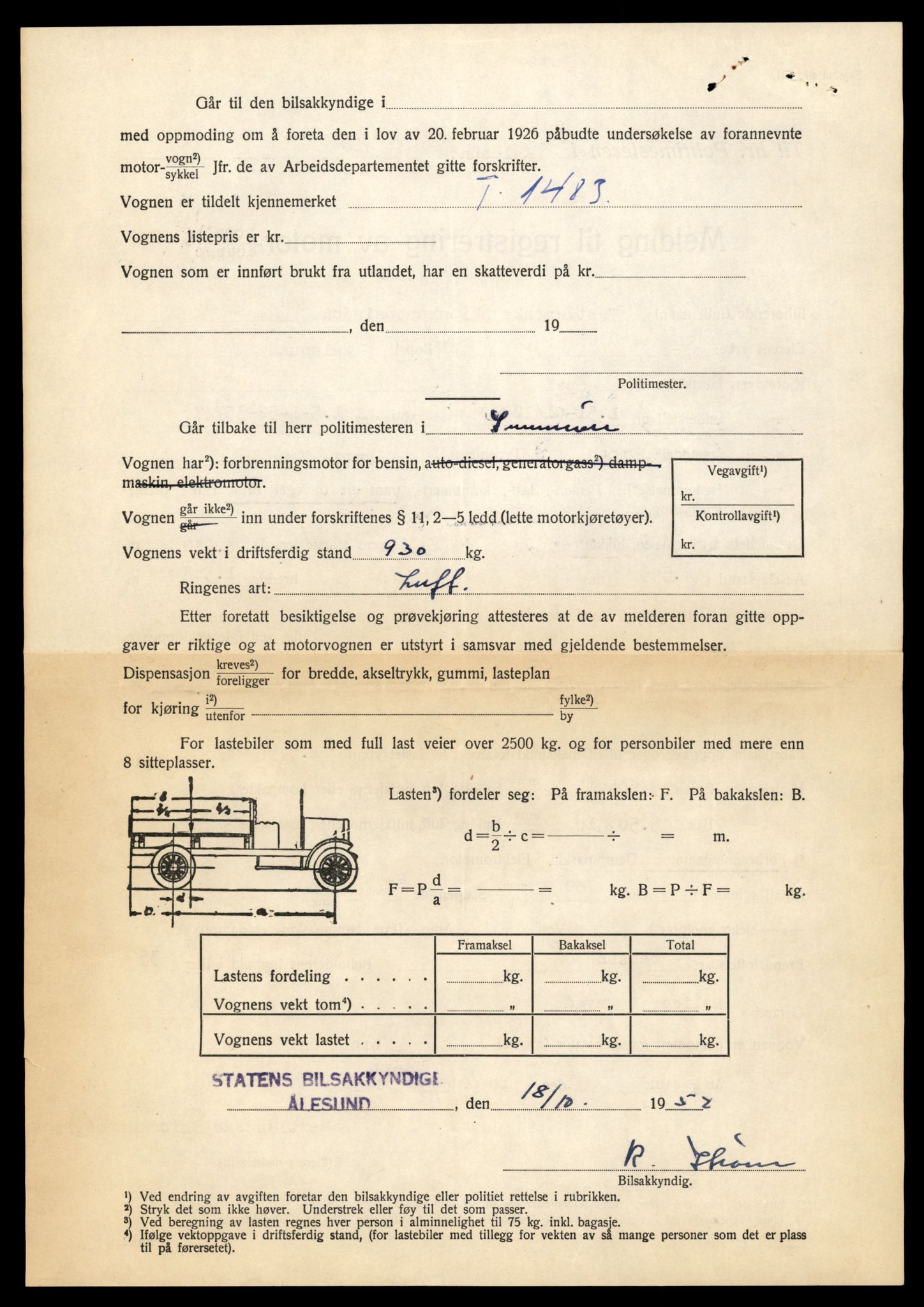 Møre og Romsdal vegkontor - Ålesund trafikkstasjon, AV/SAT-A-4099/F/Fe/L0044: Registreringskort for kjøretøy T 14205 - T 14319, 1927-1998, s. 2494