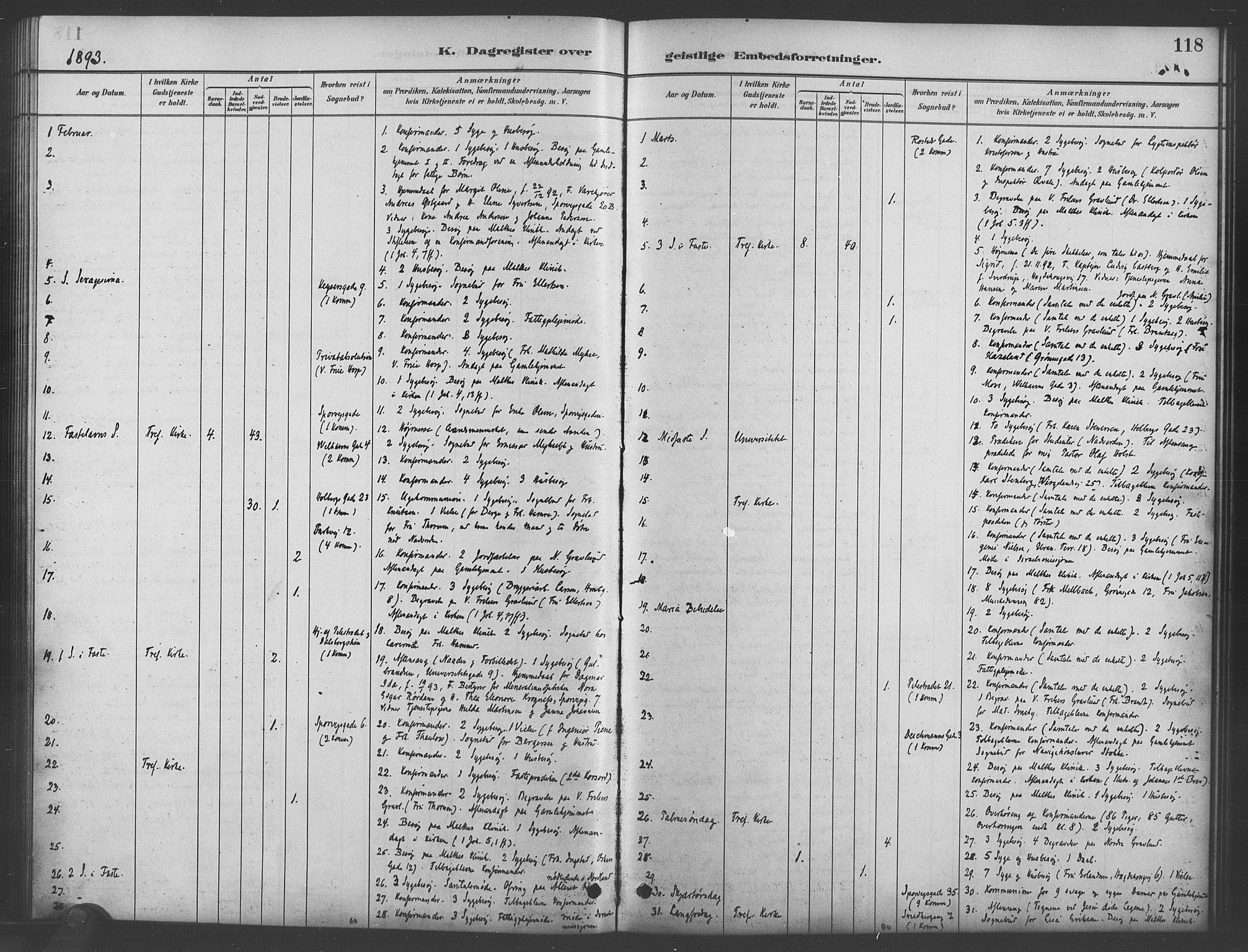 Trefoldighet prestekontor Kirkebøker, AV/SAO-A-10882/I/Ia/L0003: Dagsregister nr. 3, 1881-1901, s. 118