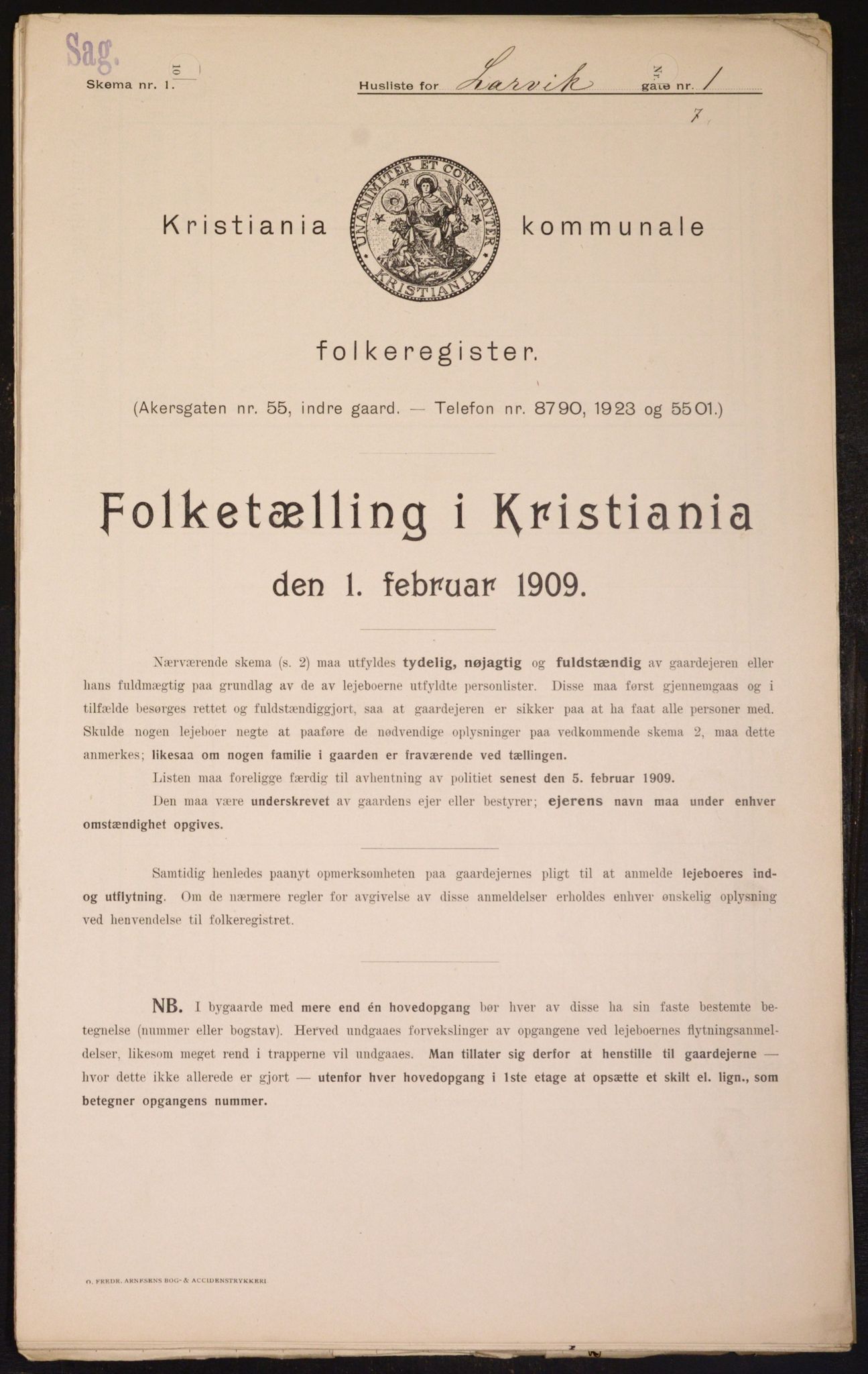 OBA, Kommunal folketelling 1.2.1909 for Kristiania kjøpstad, 1909, s. 52080