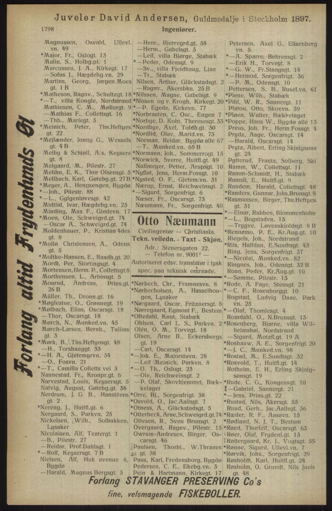 Kristiania/Oslo adressebok, PUBL/-, 1914, s. 1798