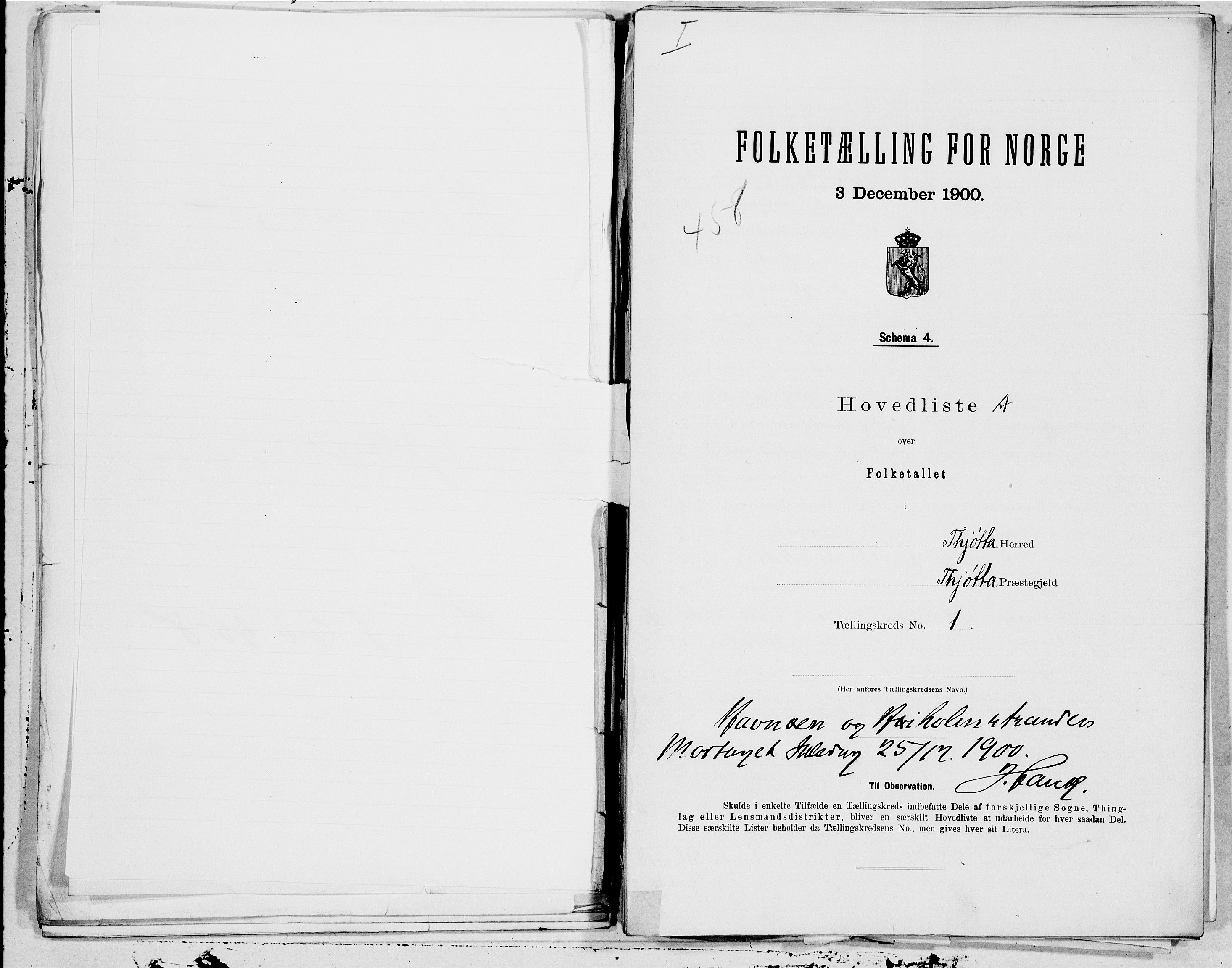 SAT, Folketelling 1900 for 1817 Tjøtta herred, 1900, s. 2