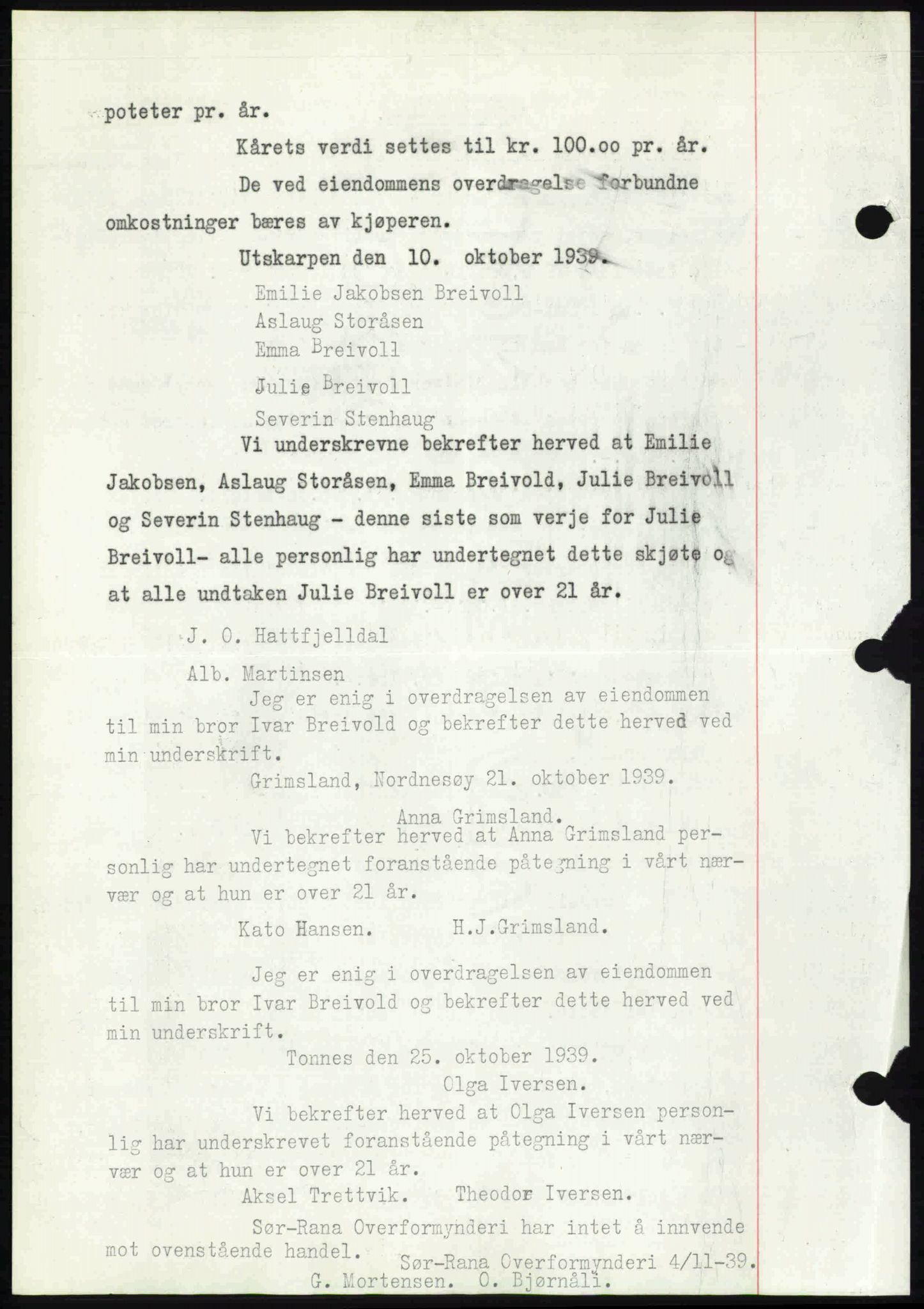 Rana sorenskriveri , SAT/A-1108/1/2/2C: Pantebok nr. A 6, 1939-1940, Dagboknr: 1736/1939