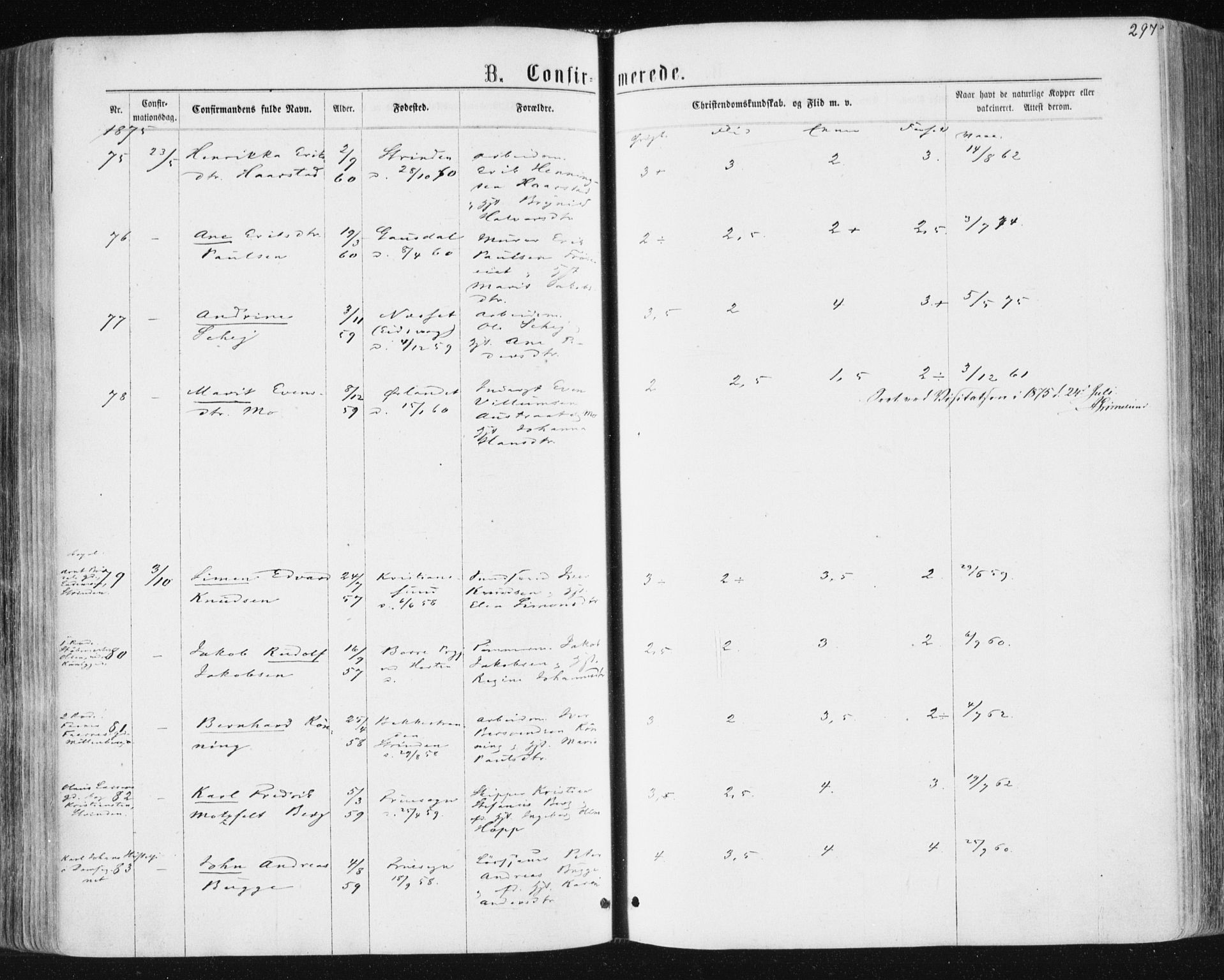 Ministerialprotokoller, klokkerbøker og fødselsregistre - Sør-Trøndelag, AV/SAT-A-1456/604/L0186: Ministerialbok nr. 604A07, 1866-1877, s. 297