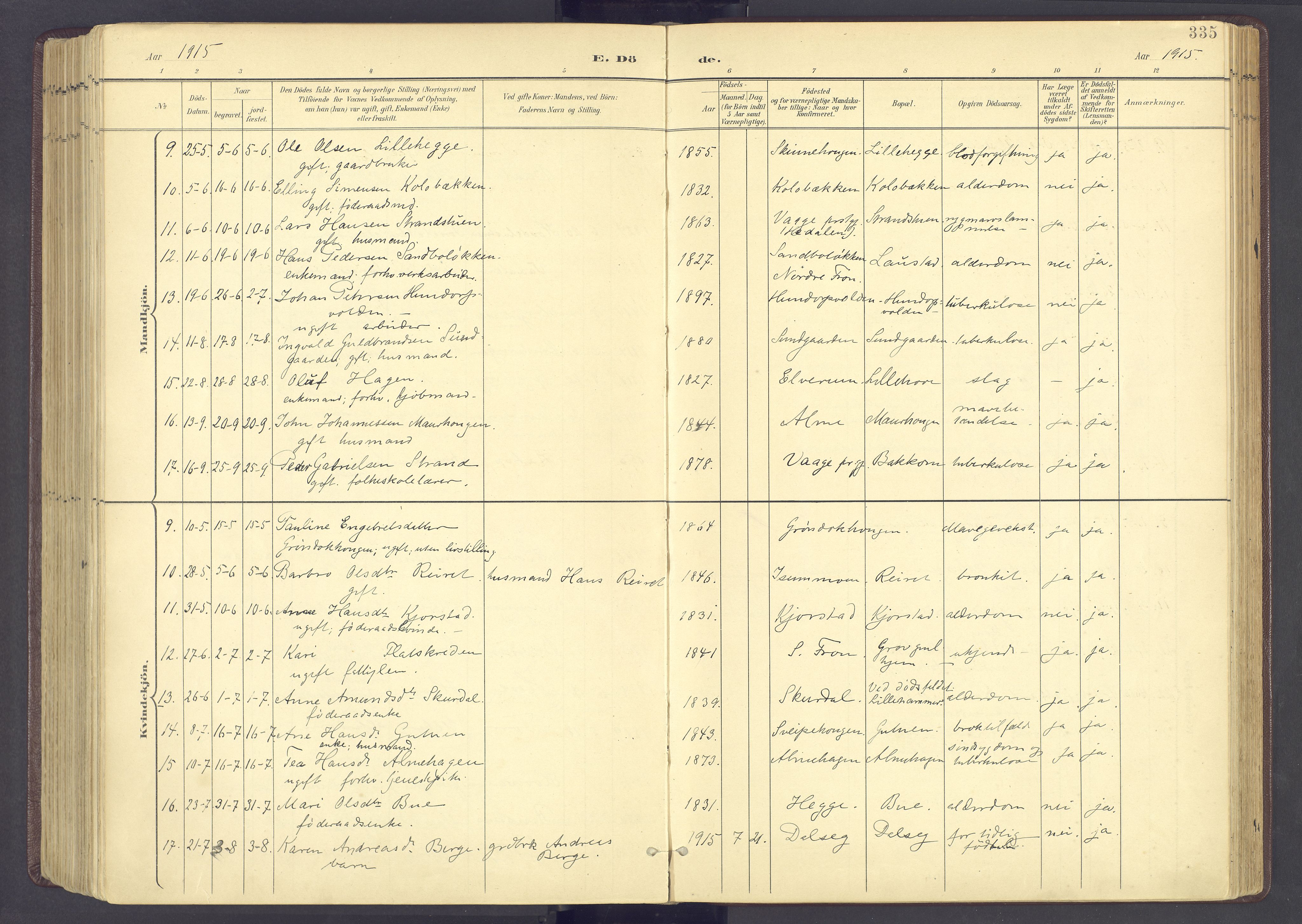 Sør-Fron prestekontor, SAH/PREST-010/H/Ha/Haa/L0004: Ministerialbok nr. 4, 1898-1919, s. 335