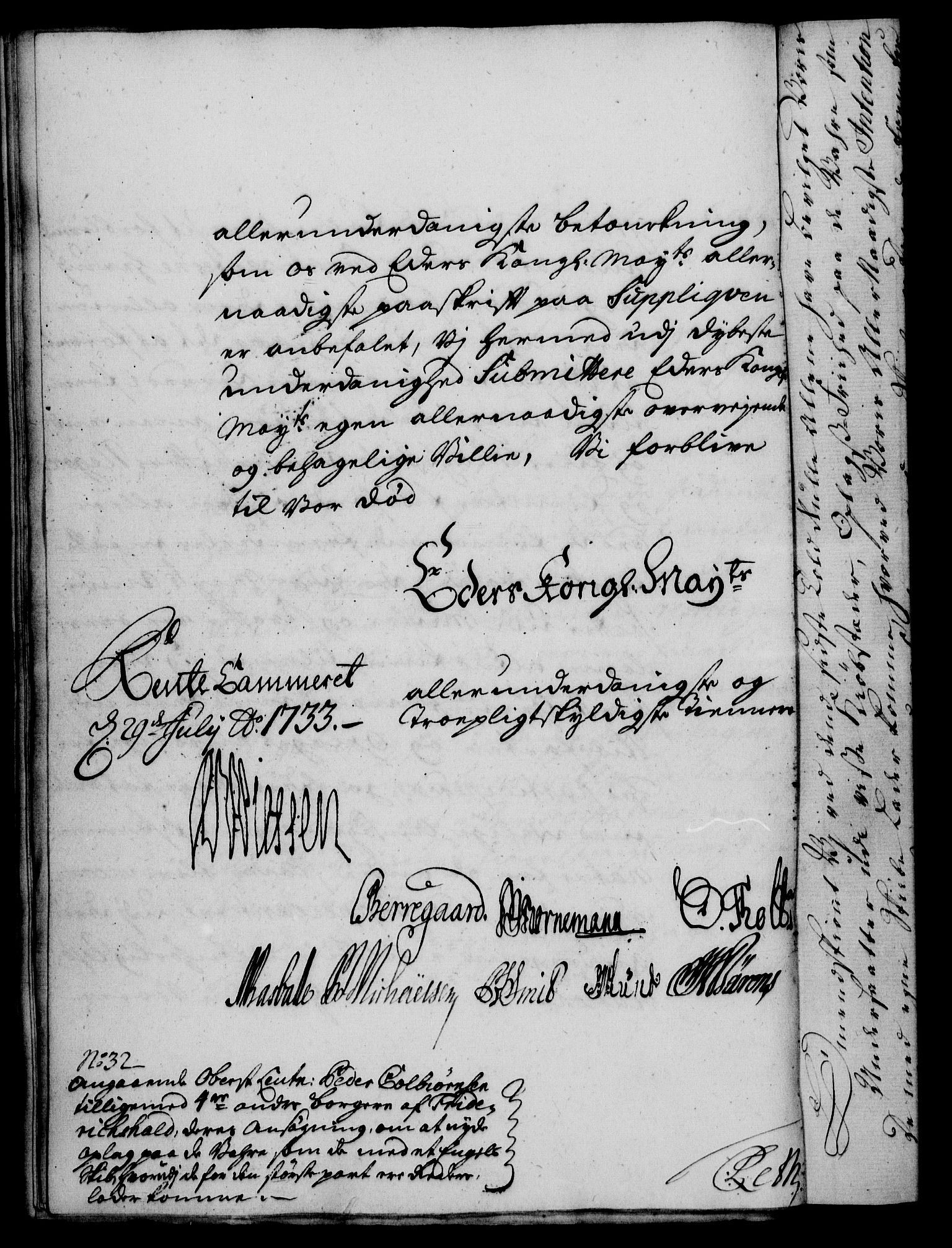Rentekammeret, Kammerkanselliet, RA/EA-3111/G/Gf/Gfa/L0017: Norsk relasjons- og resolusjonsprotokoll (merket RK 52.17), 1734, s. 126