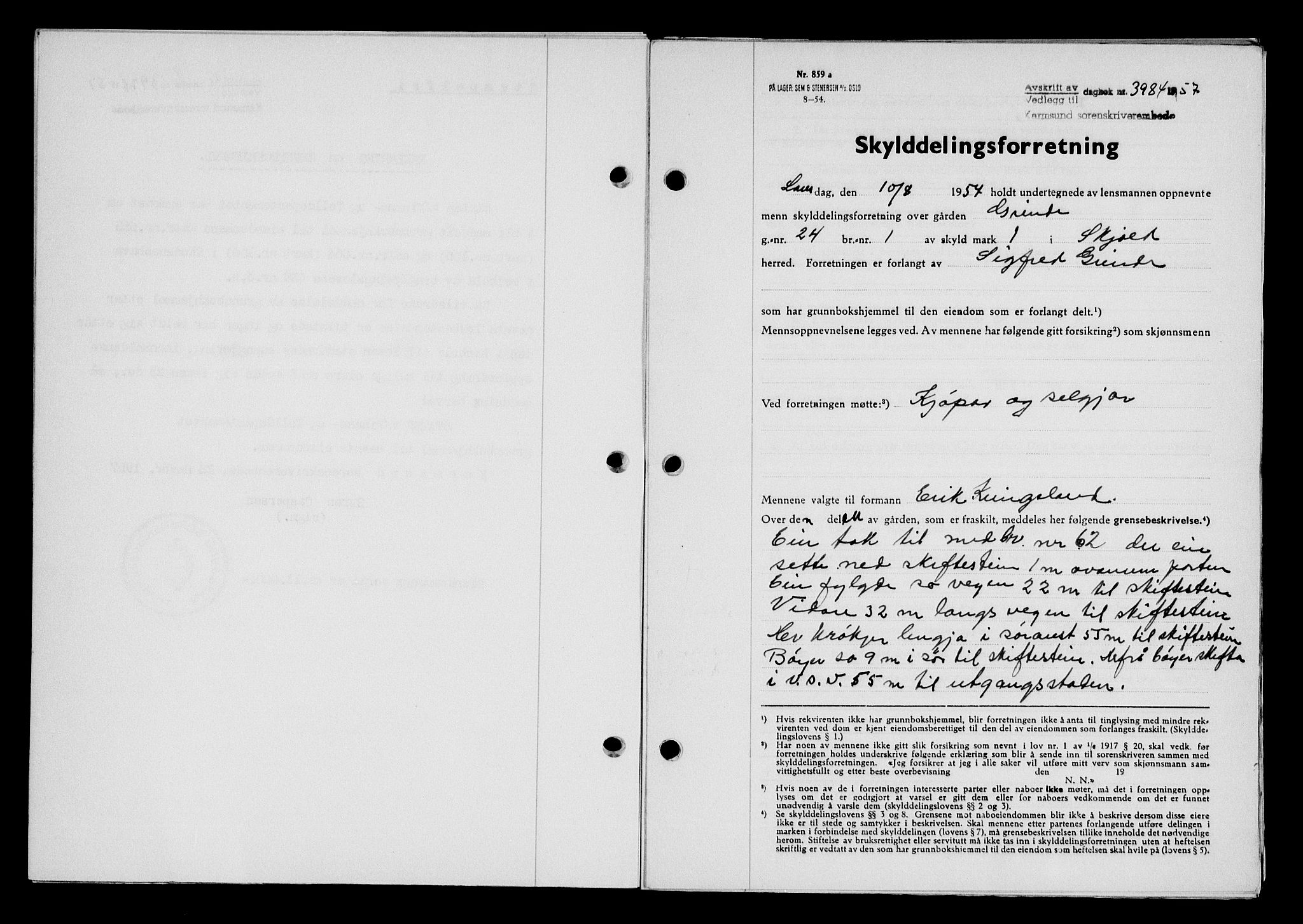 Karmsund sorenskriveri, SAST/A-100311/01/II/IIB/L0127: Pantebok nr. 107A, 1957-1958, Dagboknr: 3984/1957