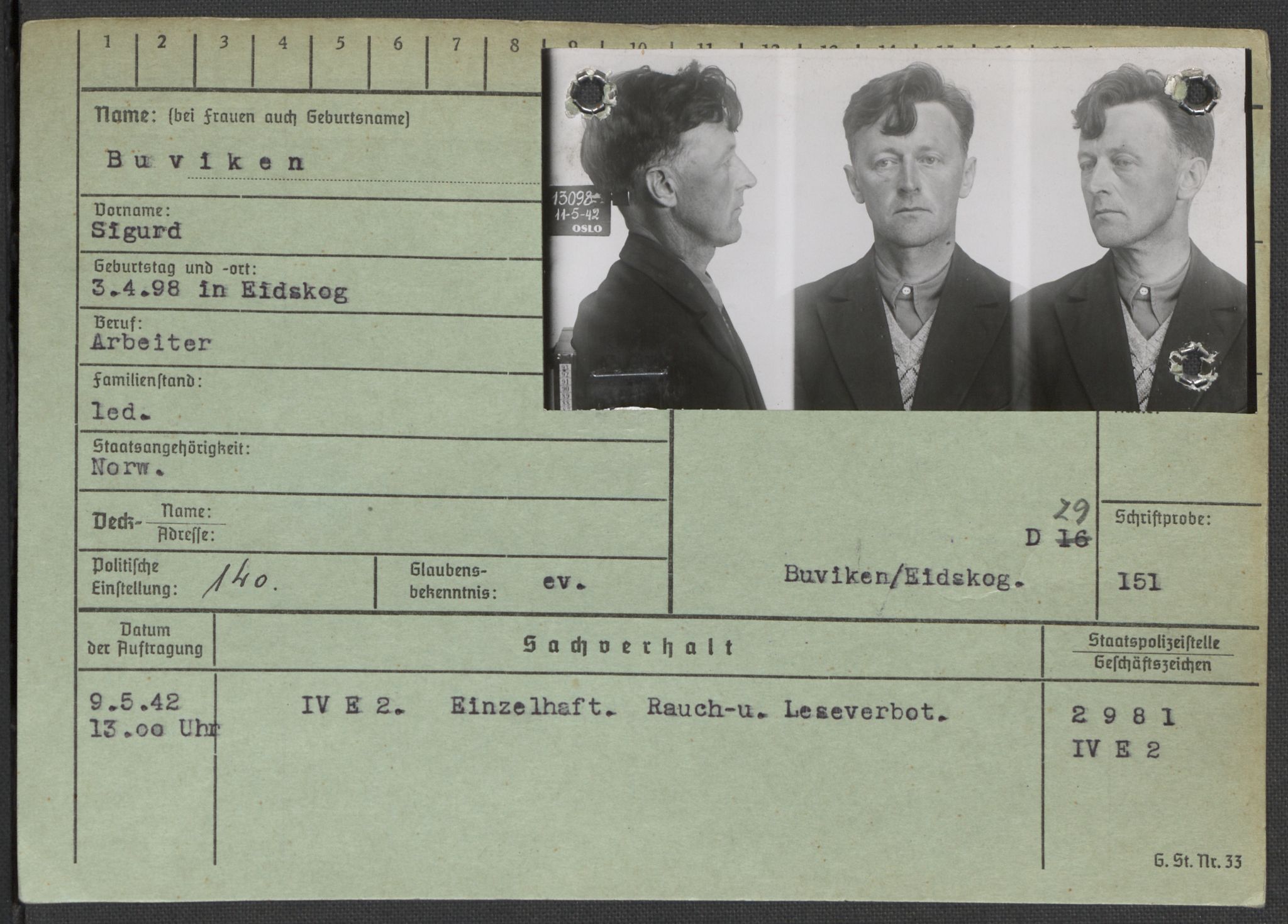 Befehlshaber der Sicherheitspolizei und des SD, AV/RA-RAFA-5969/E/Ea/Eaa/L0002: Register over norske fanger i Møllergata 19: Bj-Eng, 1940-1945, s. 535