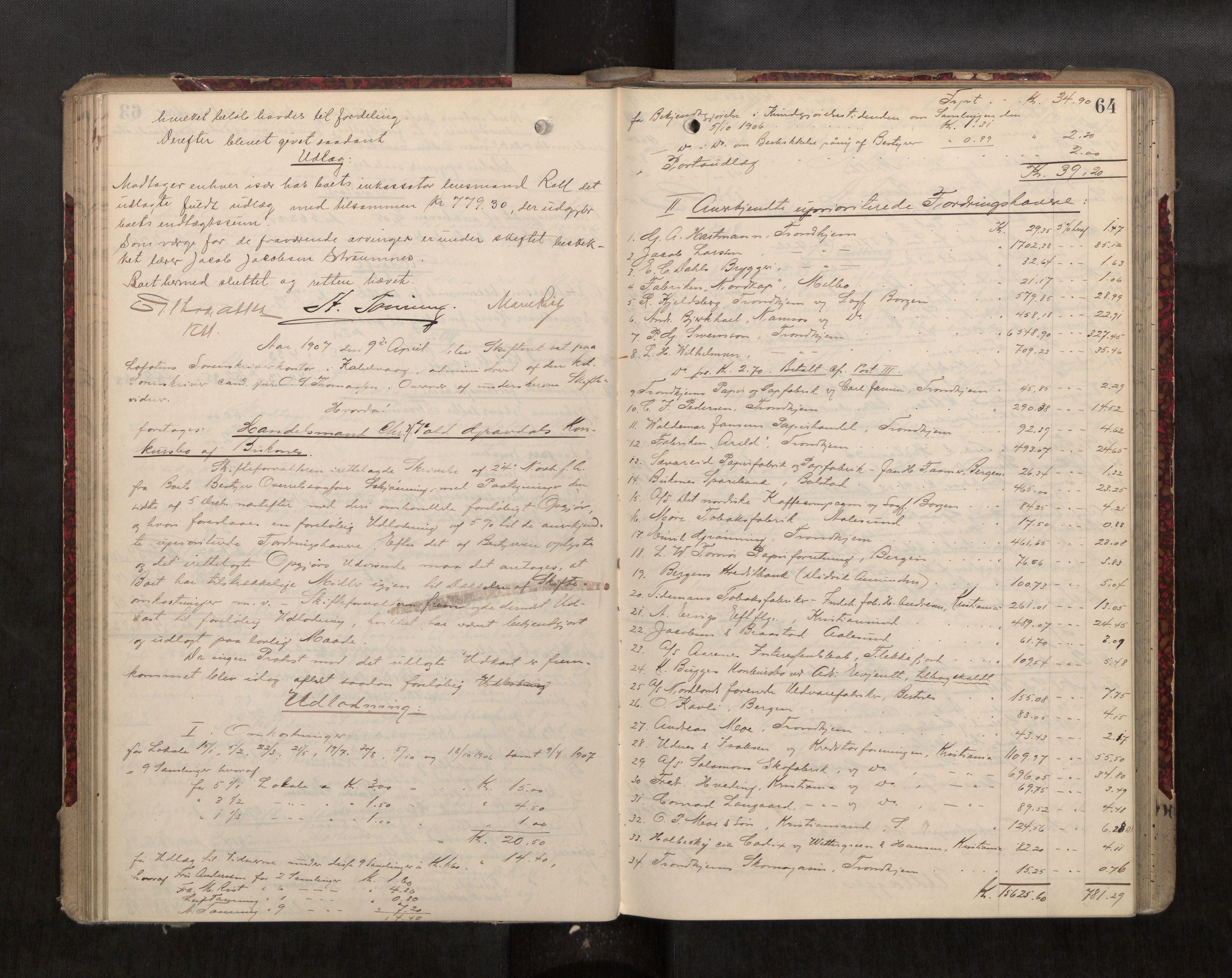 Lofoten sorenskriveri, AV/SAT-A-0017/1/3/3A/L0008: Skifteprotokoll, 1905-1910, s. 64
