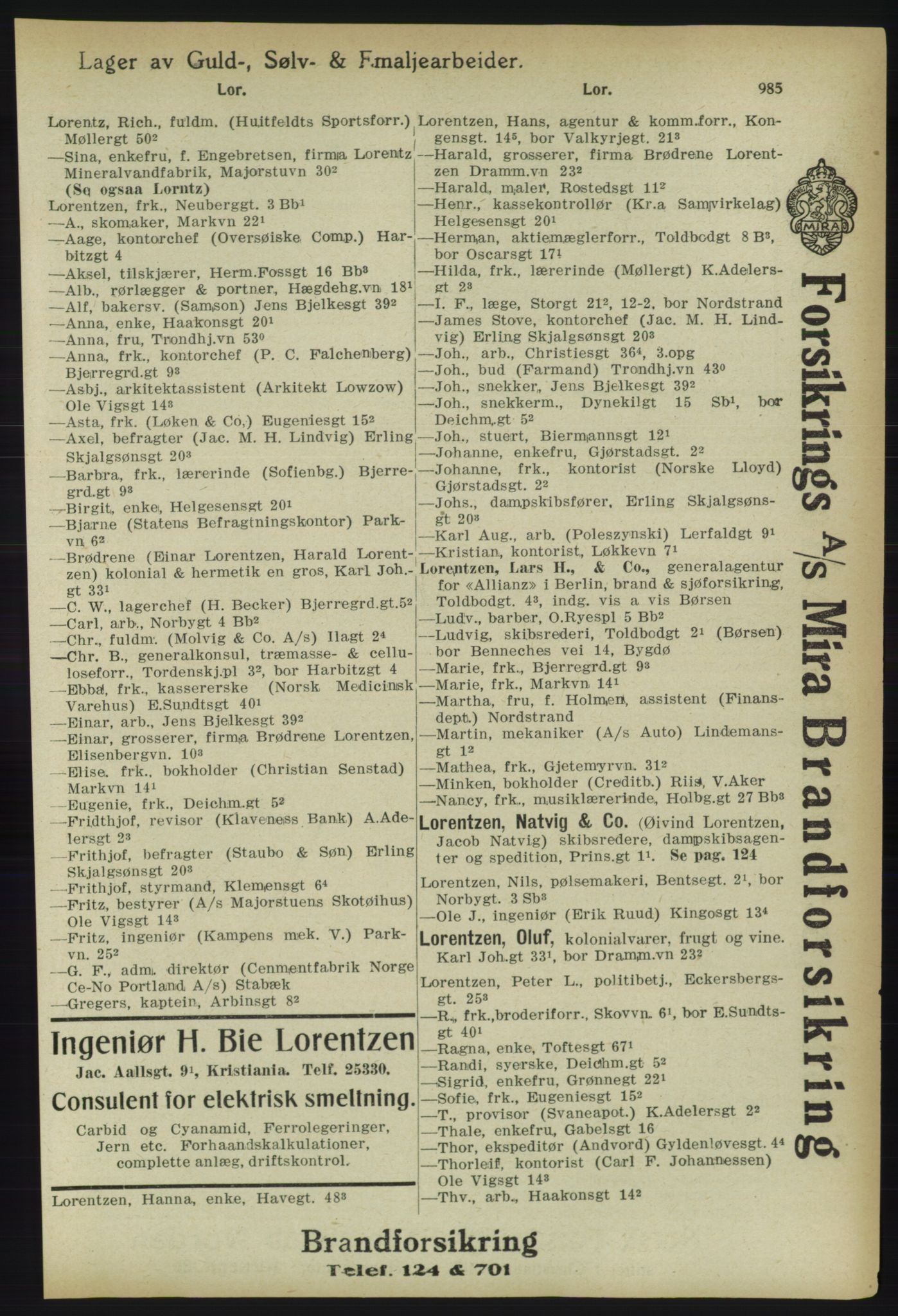 Kristiania/Oslo adressebok, PUBL/-, 1918, s. 1010