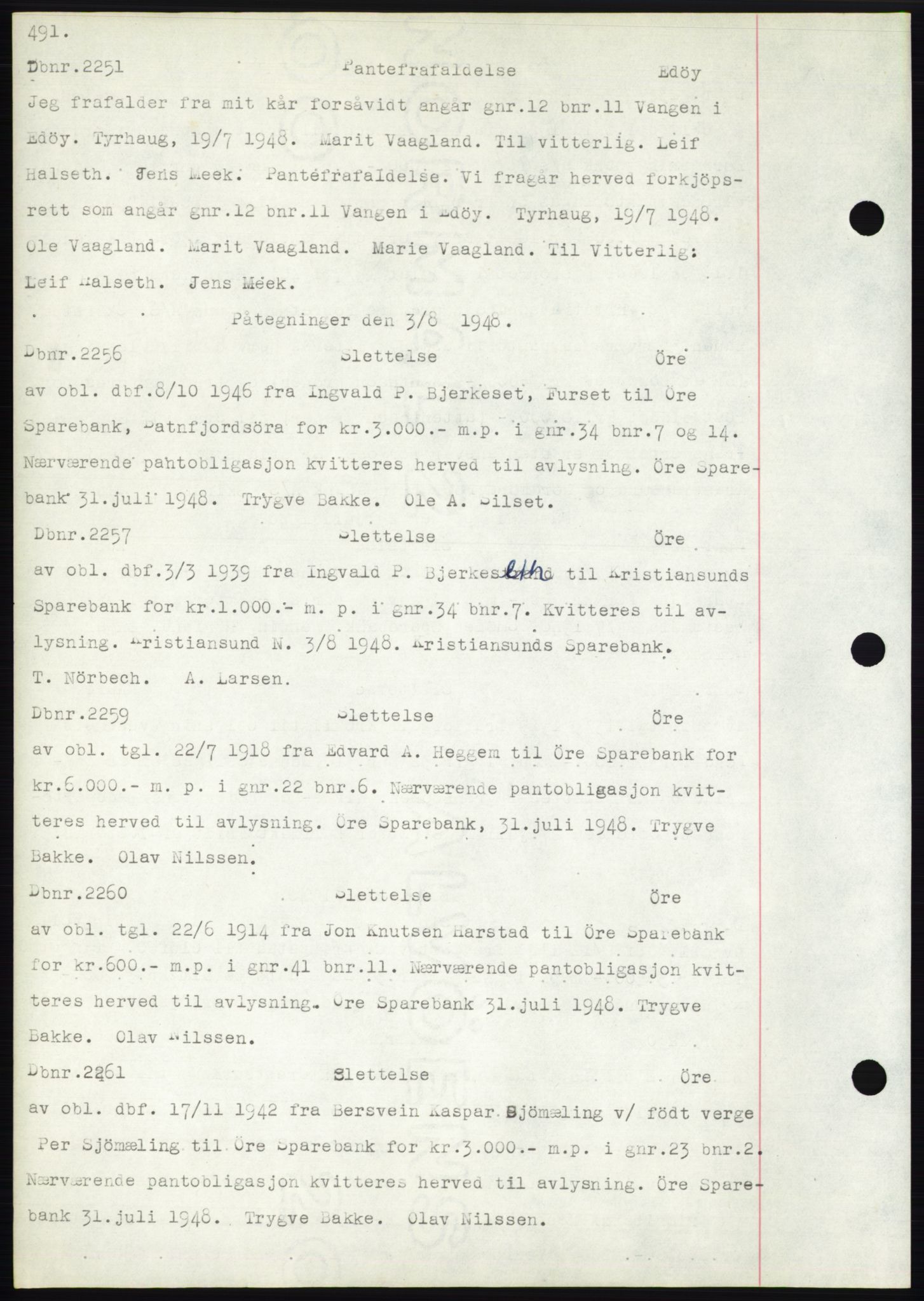 Nordmøre sorenskriveri, SAT/A-4132/1/2/2Ca: Pantebok nr. C82b, 1946-1951, Dagboknr: 2251/1948