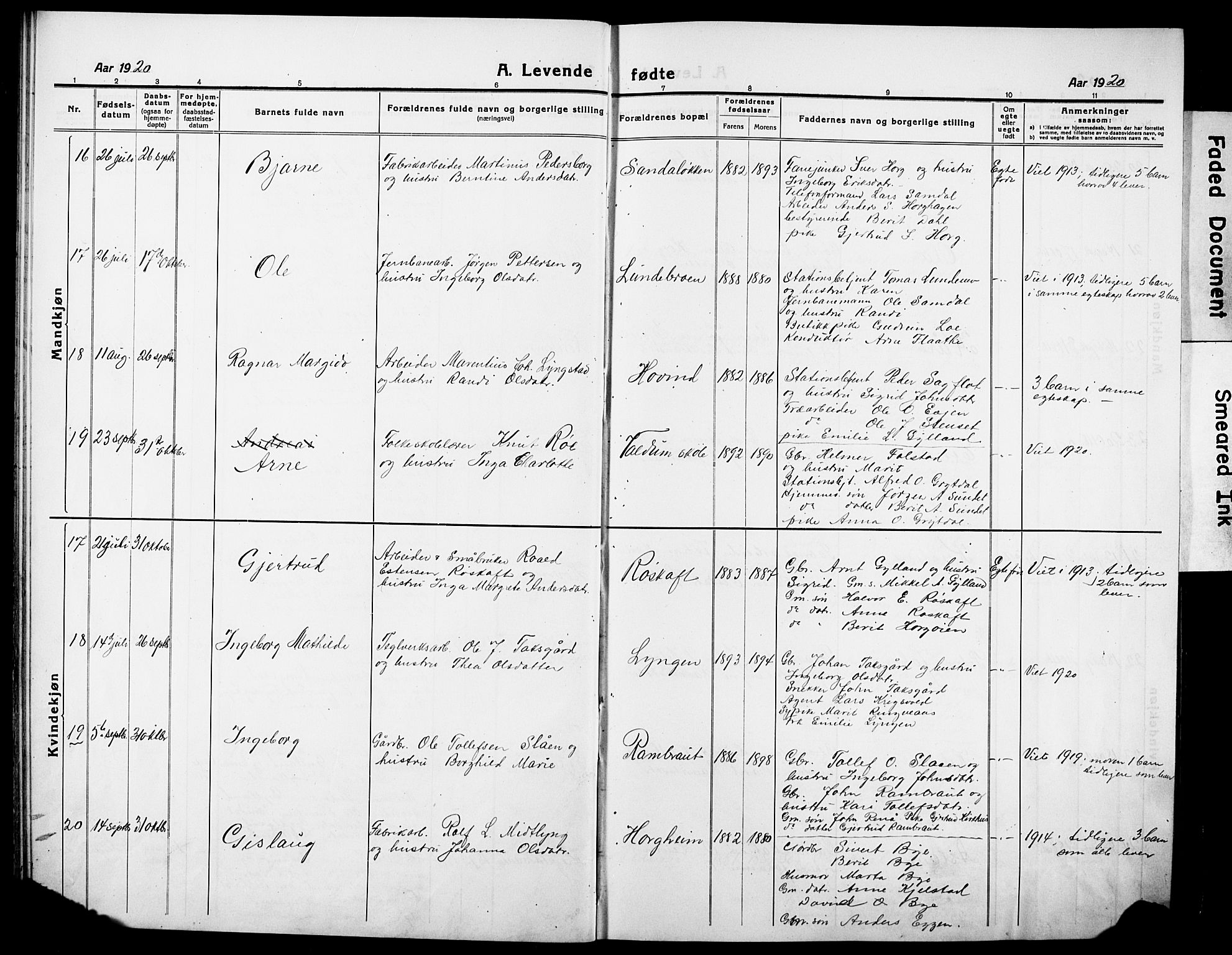 Ministerialprotokoller, klokkerbøker og fødselsregistre - Sør-Trøndelag, AV/SAT-A-1456/692/L1113: Klokkerbok nr. 692C08, 1918-1932