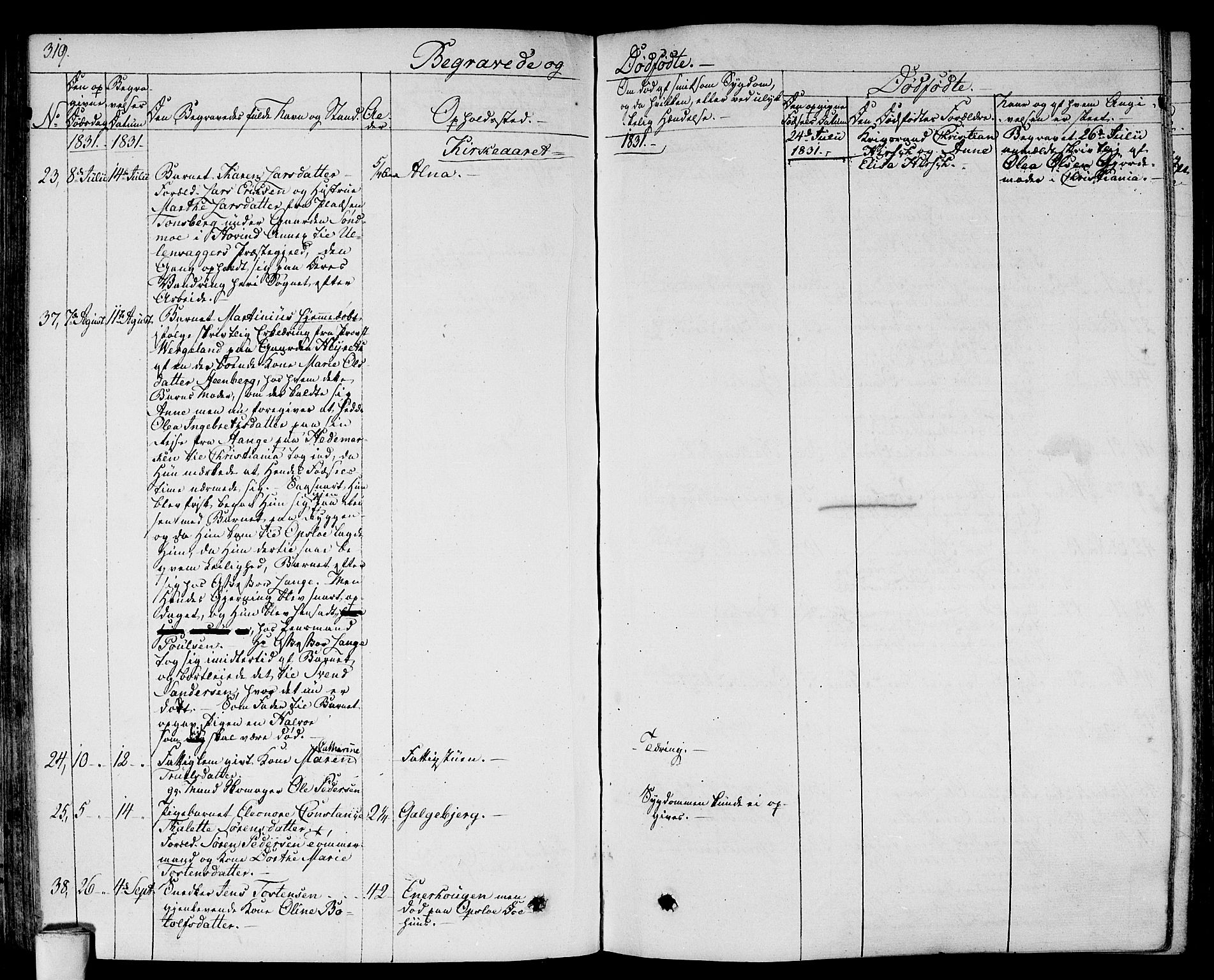 Gamlebyen prestekontor Kirkebøker, AV/SAO-A-10884/F/Fa/L0003: Ministerialbok nr. 3, 1829-1849, s. 319