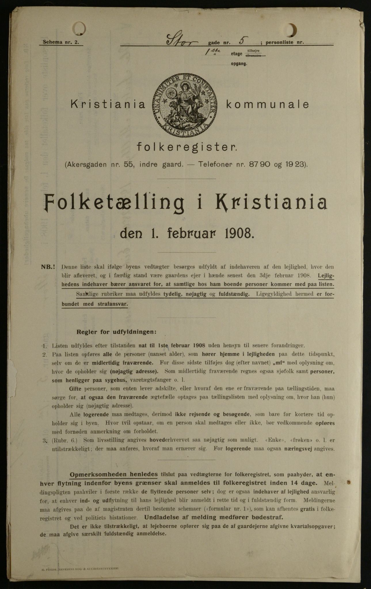 OBA, Kommunal folketelling 1.2.1908 for Kristiania kjøpstad, 1908, s. 92484