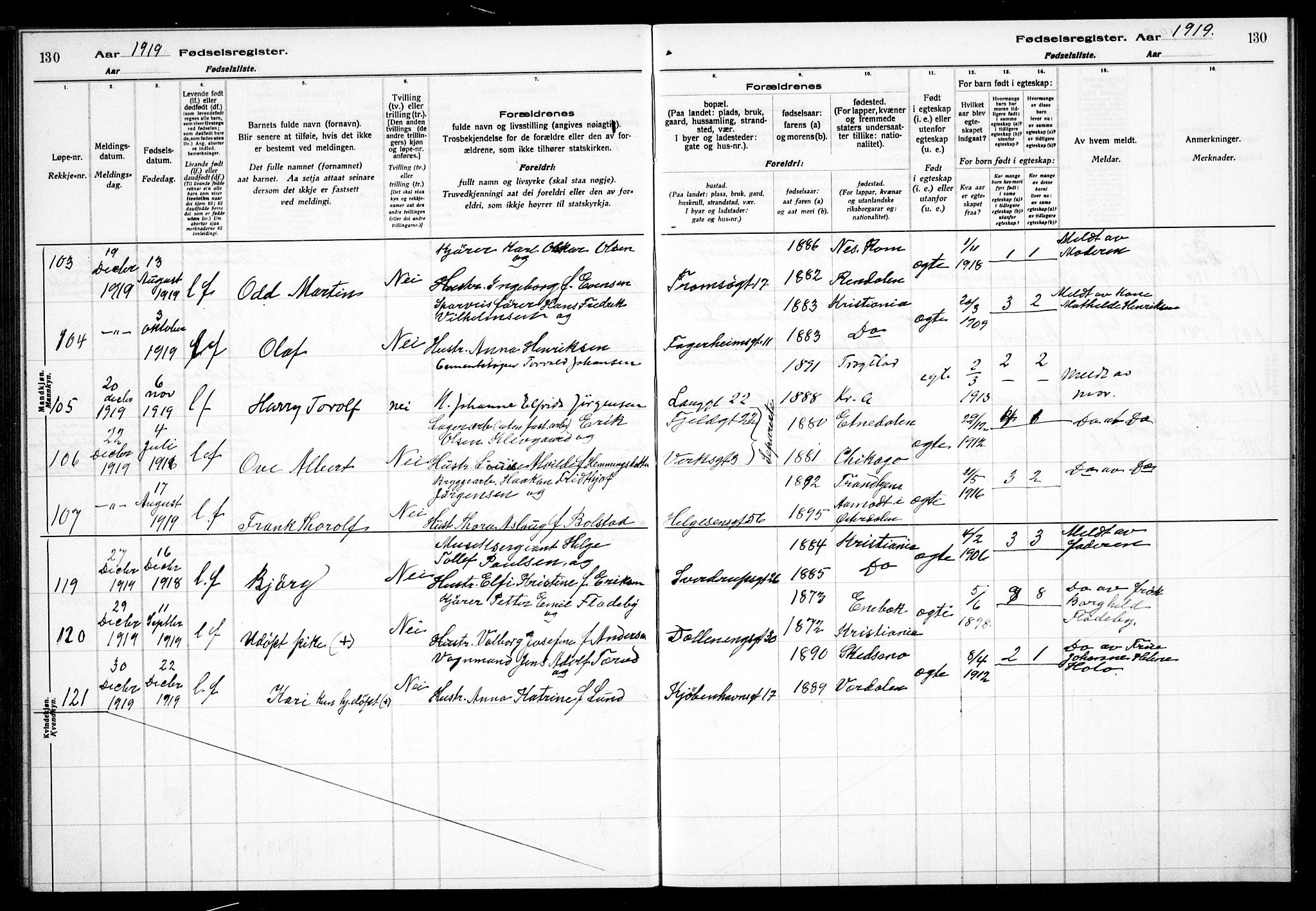 Petrus prestekontor Kirkebøker, AV/SAO-A-10872/J/Ja/L0001: Fødselsregister nr. 1, 1916-1922, s. 130