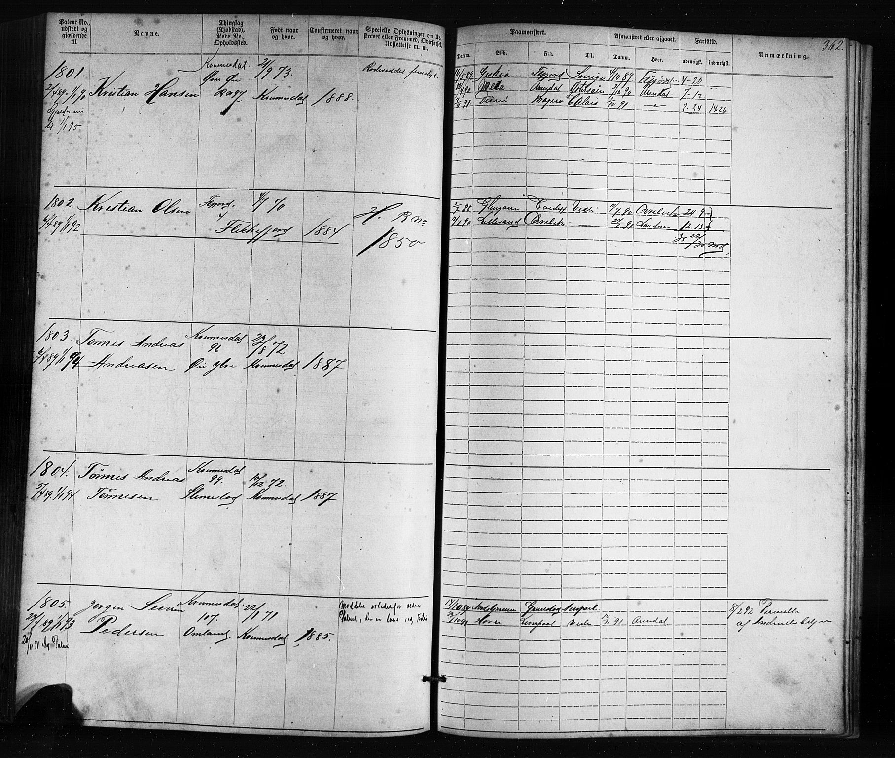 Flekkefjord mønstringskrets, SAK/2031-0018/F/Fa/L0005: Annotasjonsrulle nr 1-1915 med register, Æ-2, 1868-1896, s. 387
