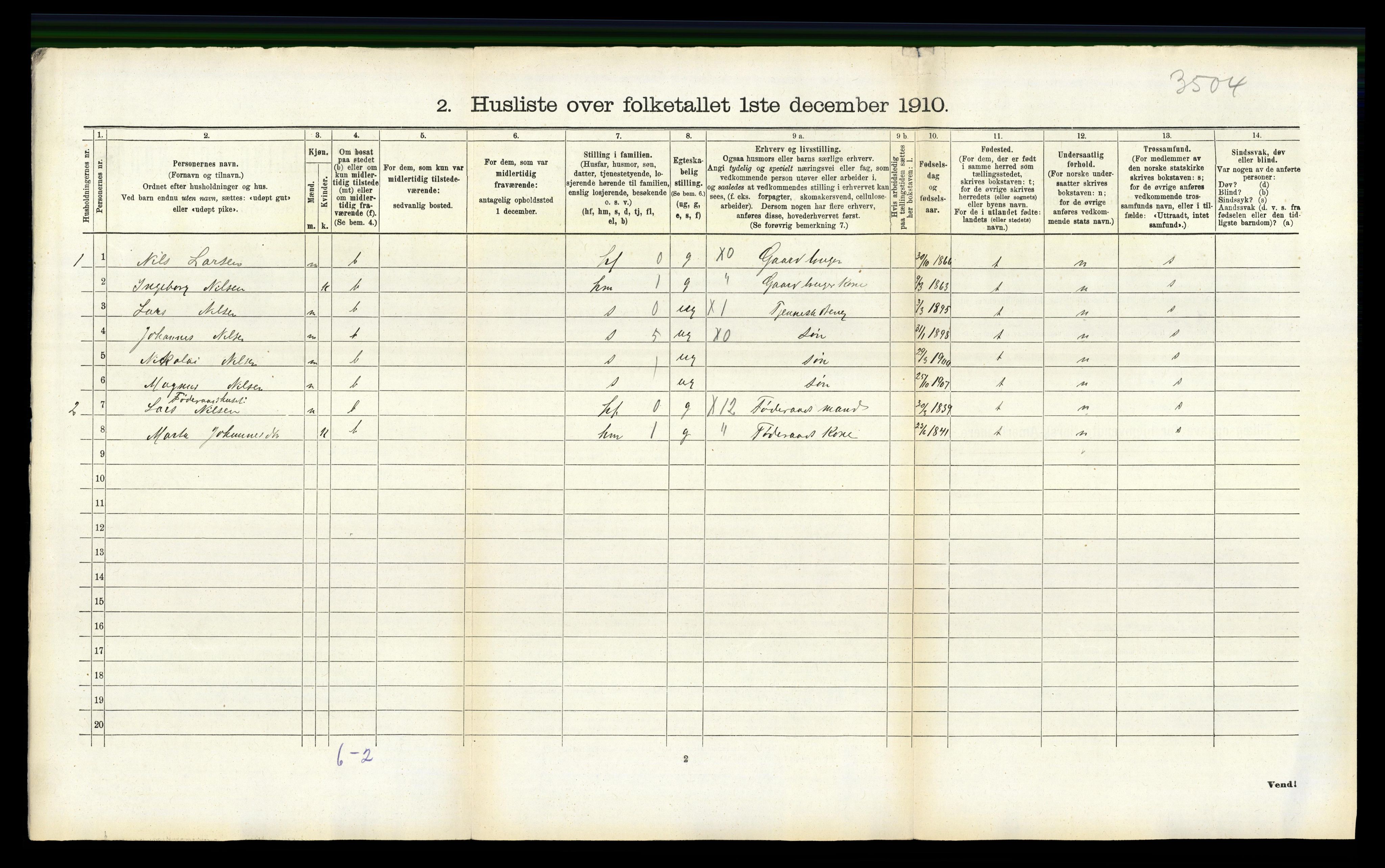 RA, Folketelling 1910 for 1250 Haus herred, 1910, s. 181