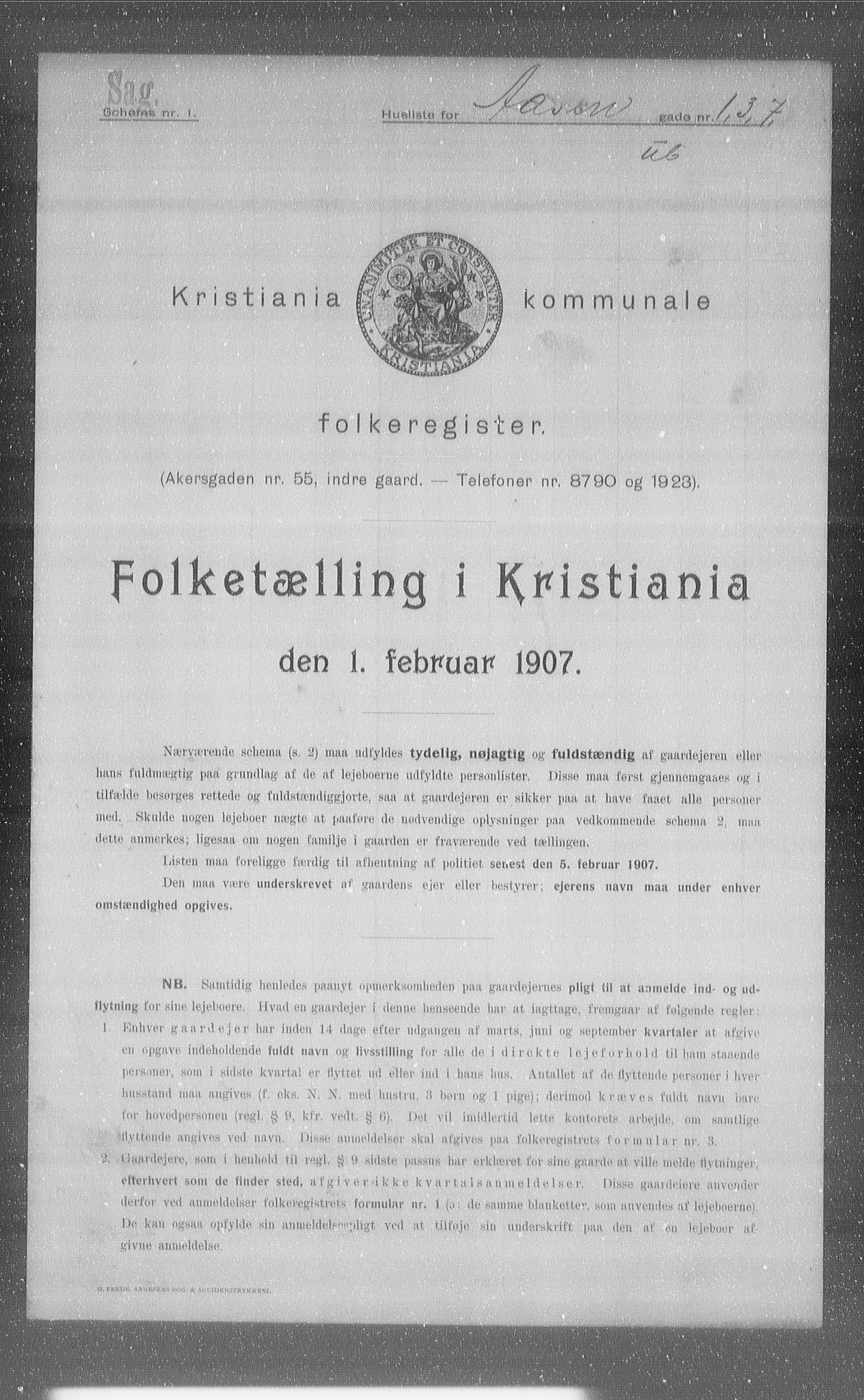 OBA, Kommunal folketelling 1.2.1907 for Kristiania kjøpstad, 1907, s. 66629