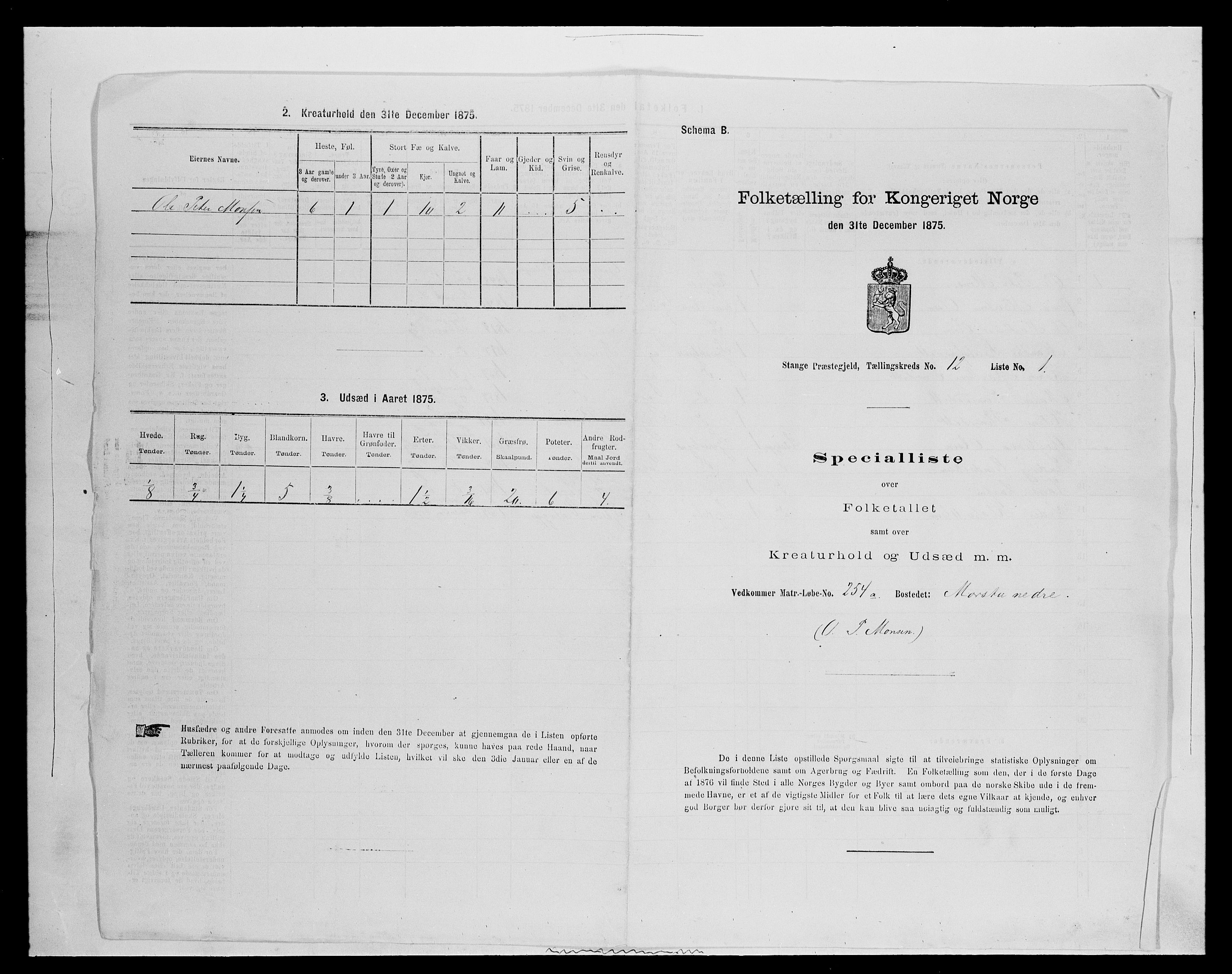 SAH, Folketelling 1875 for 0417P Stange prestegjeld, 1875, s. 1980