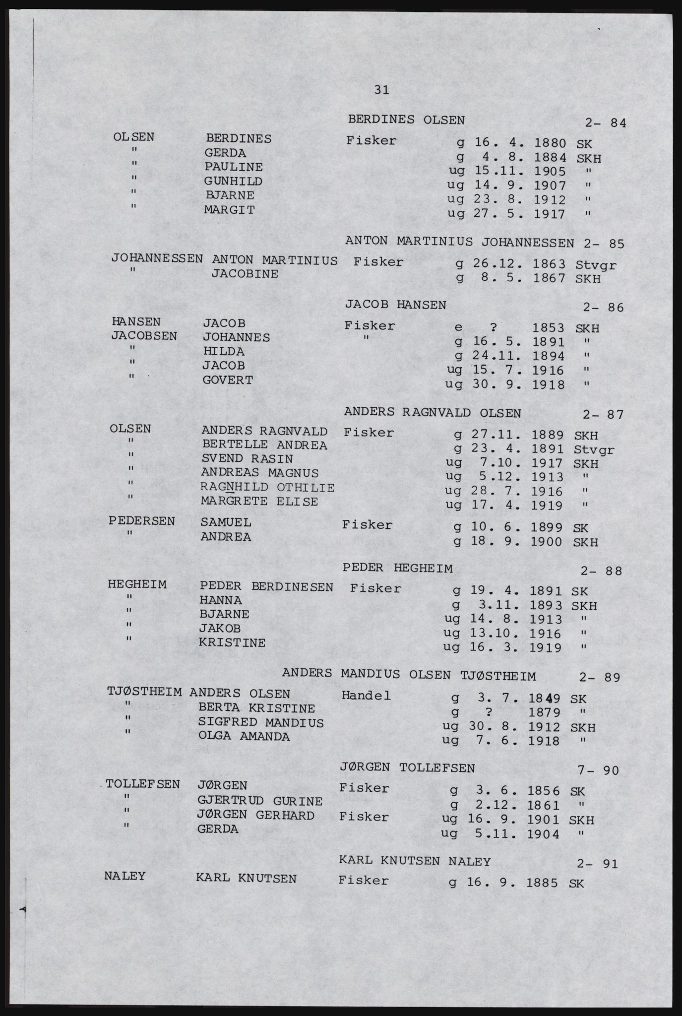 SAST, Avskrift av folketellingen 1920 for Karmøy, 1920, s. 43