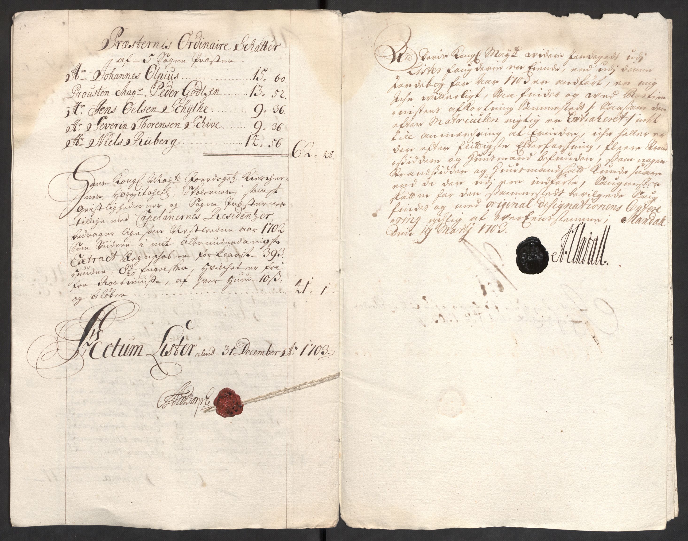 Rentekammeret inntil 1814, Reviderte regnskaper, Fogderegnskap, AV/RA-EA-4092/R43/L2550: Fogderegnskap Lista og Mandal, 1703-1704, s. 26