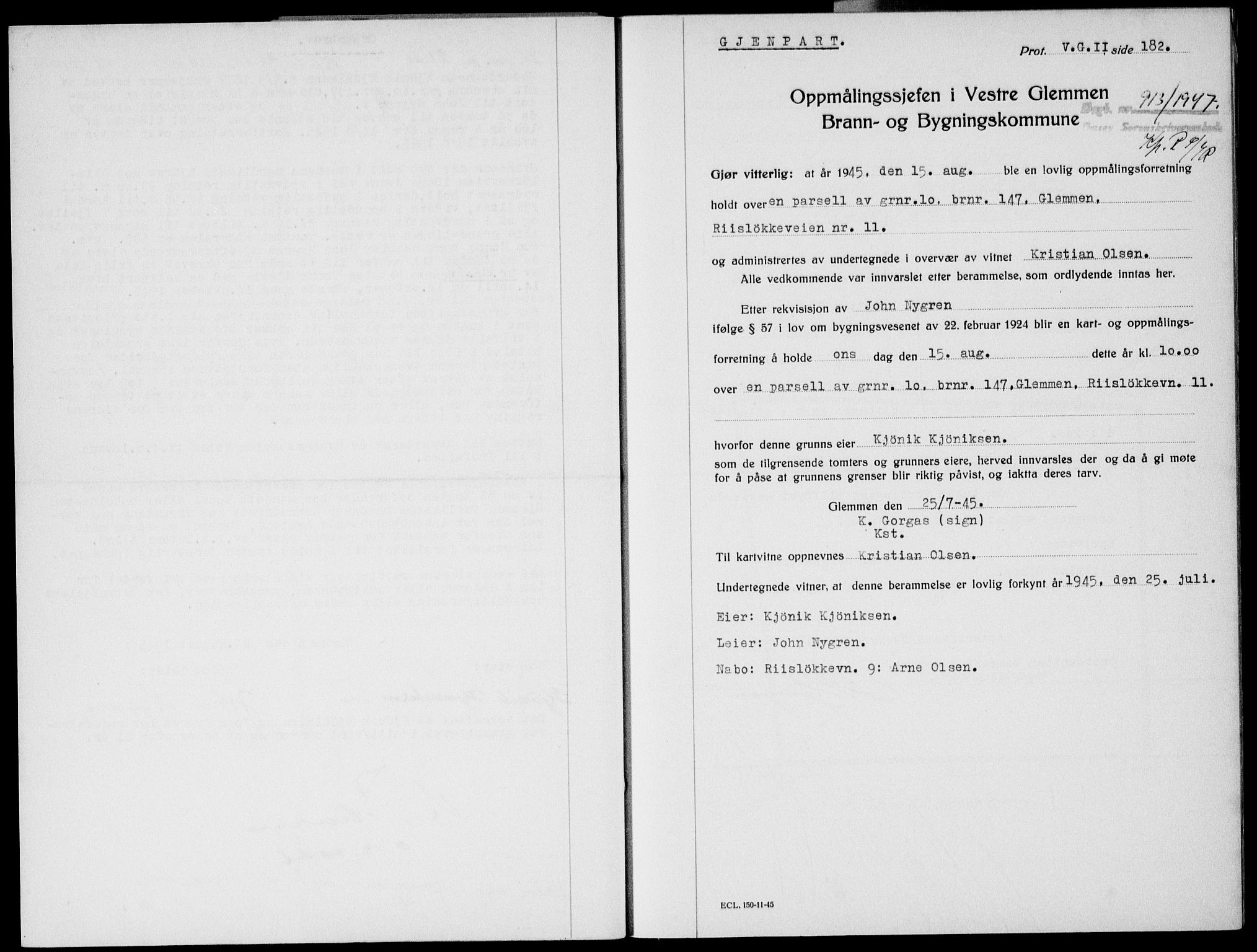 Onsøy sorenskriveri, SAO/A-10474/G/Ga/Gab/L0019b: Pantebok nr. II A-19 B, 1947-1947, Dagboknr: 913/1947