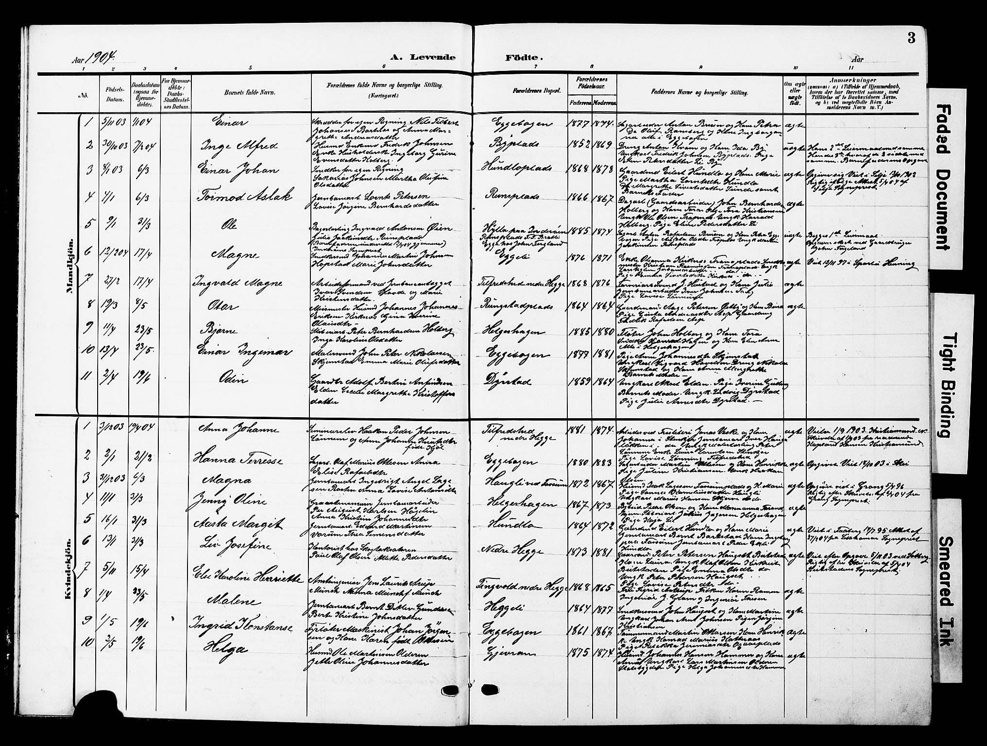 Ministerialprotokoller, klokkerbøker og fødselsregistre - Nord-Trøndelag, SAT/A-1458/740/L0381: Klokkerbok nr. 740C02, 1903-1914, s. 3