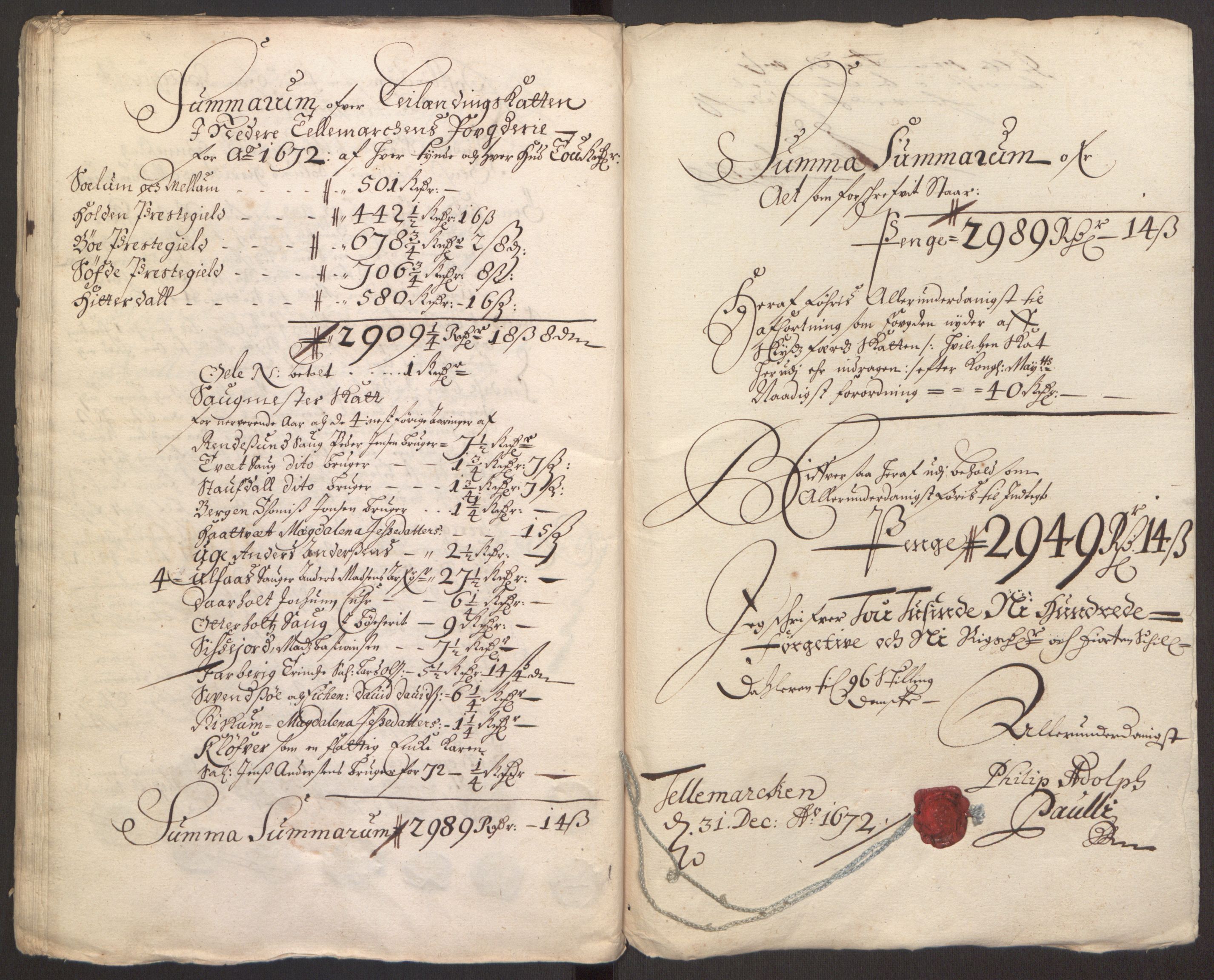 Rentekammeret inntil 1814, Reviderte regnskaper, Fogderegnskap, RA/EA-4092/R35/L2060: Fogderegnskap Øvre og Nedre Telemark, 1671-1672, s. 282