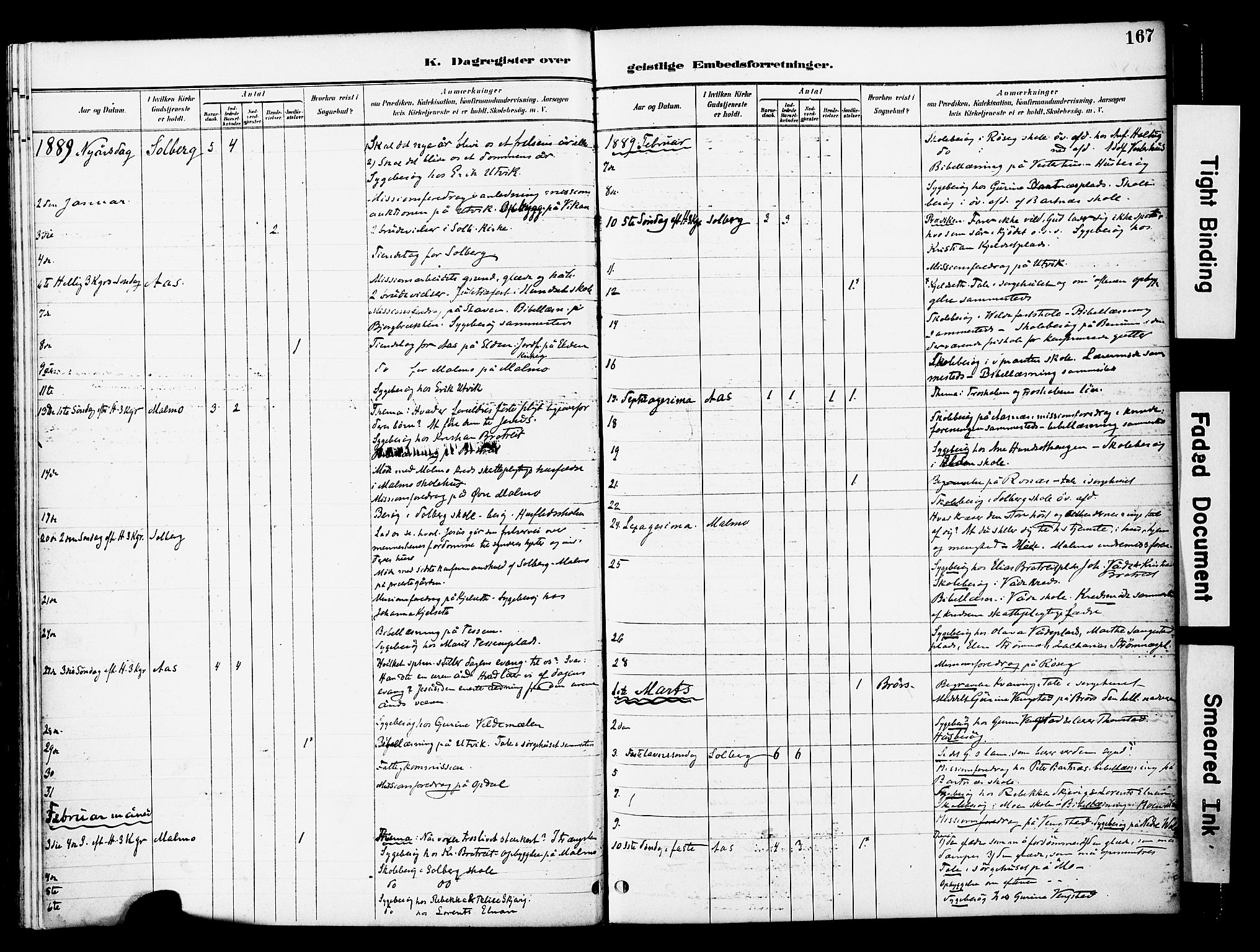 Ministerialprotokoller, klokkerbøker og fødselsregistre - Nord-Trøndelag, AV/SAT-A-1458/741/L0396: Ministerialbok nr. 741A10, 1889-1901, s. 167