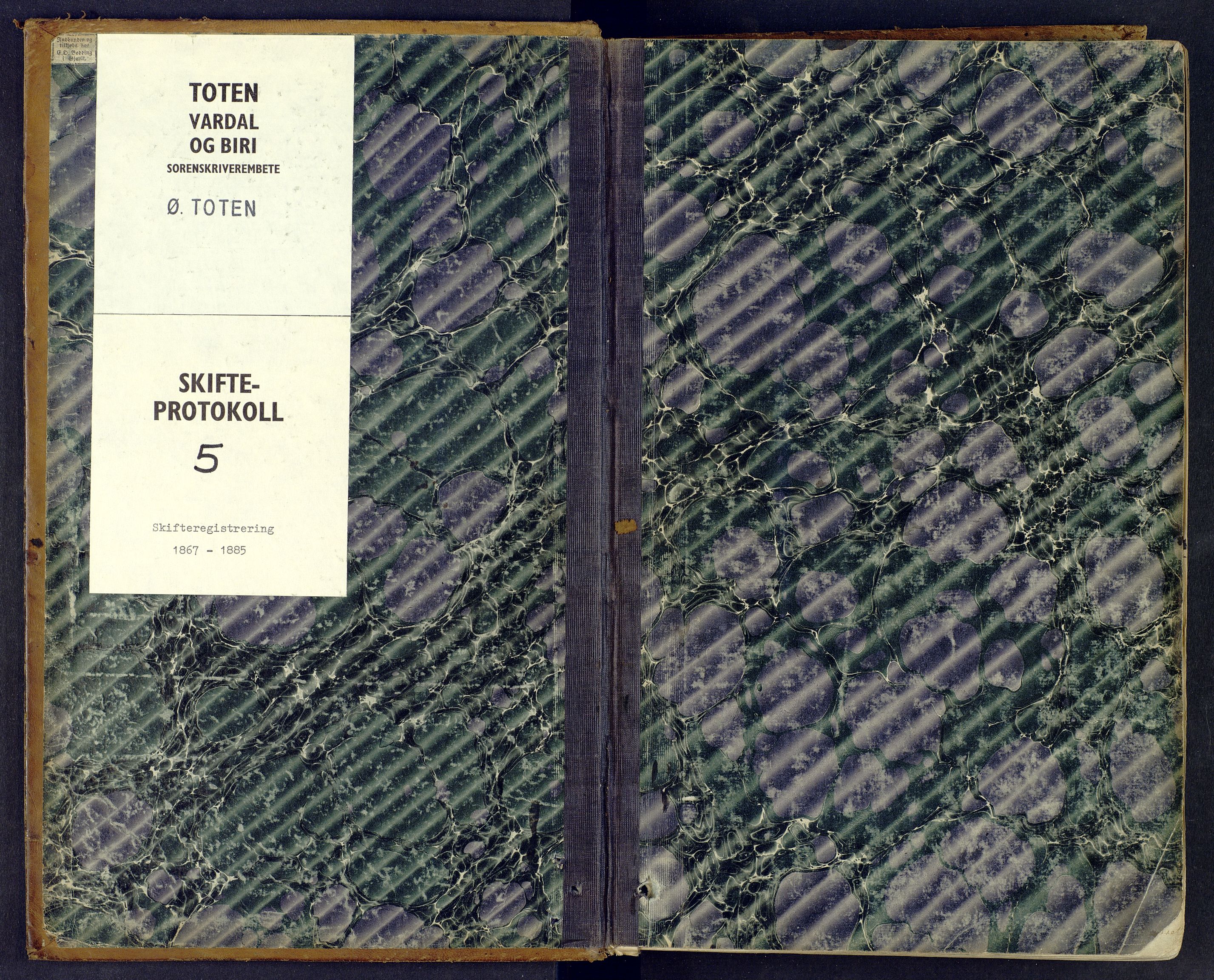 Toten tingrett, SAH/TING-006/J/Je/L0005: Skifteregistreringsprotokoll - Østre Toten, 1867-1885