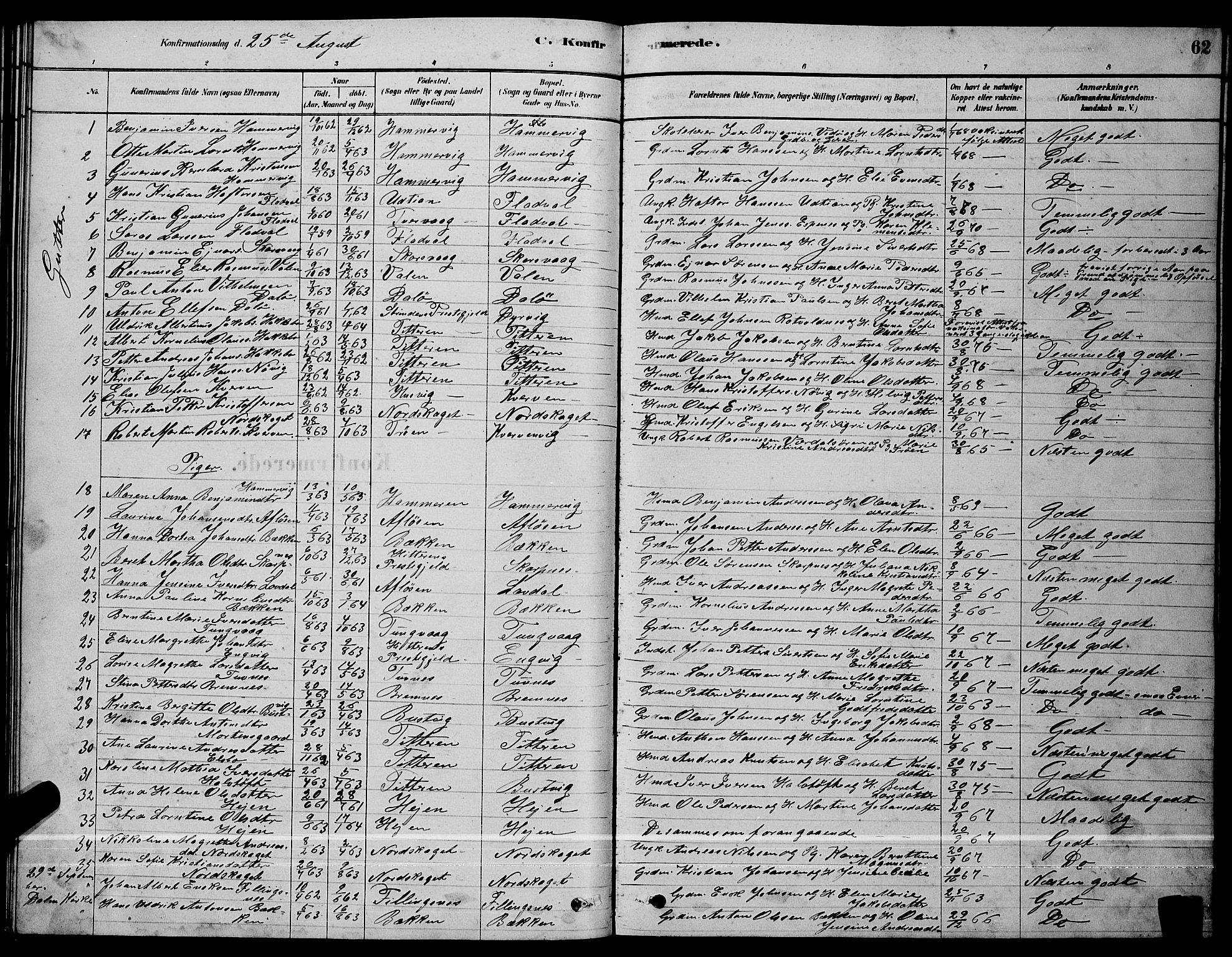 Ministerialprotokoller, klokkerbøker og fødselsregistre - Sør-Trøndelag, SAT/A-1456/641/L0597: Klokkerbok nr. 641C01, 1878-1893, s. 62