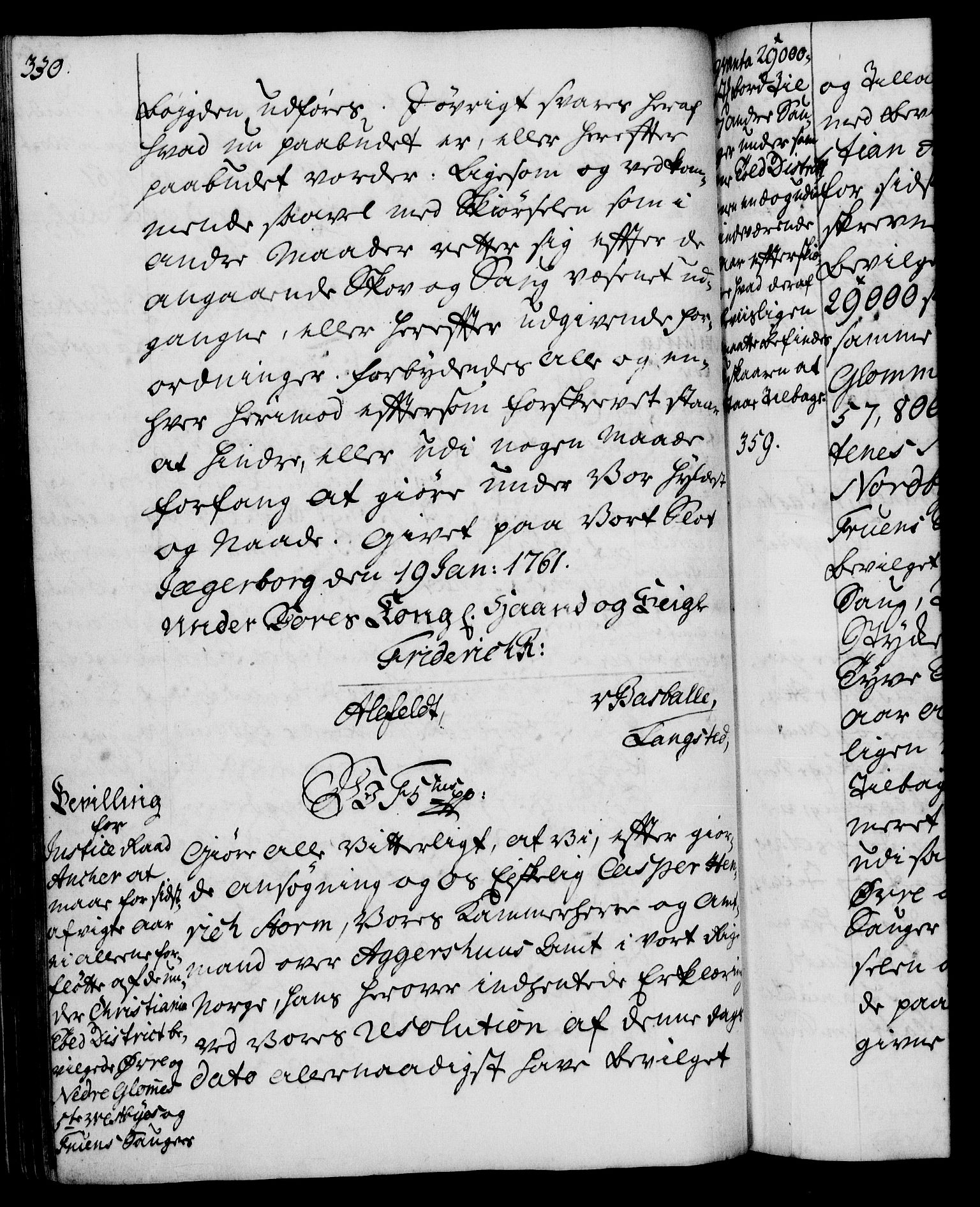 Rentekammeret, Kammerkanselliet, RA/EA-3111/G/Gg/Gga/L0007: Norsk ekspedisjonsprotokoll med register (merket RK 53.7), 1759-1768, s. 330