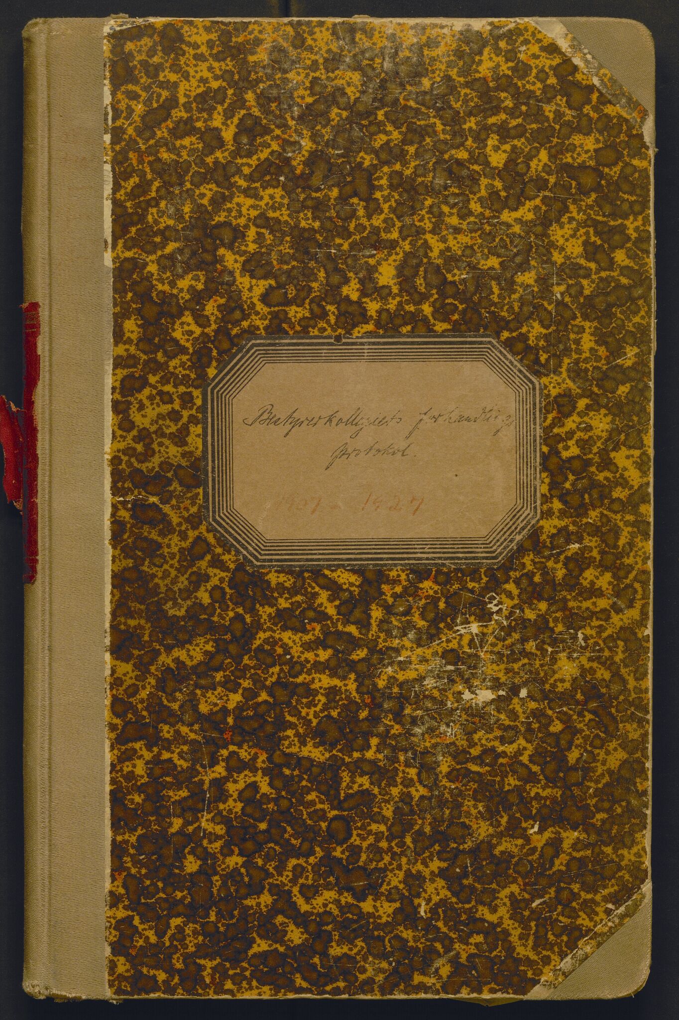 Bergens Museum, AV/SAB-A-17301/18/A/L0001: Bestyrerkollegiets forhandlingsprotokoll med register , 1907-1927