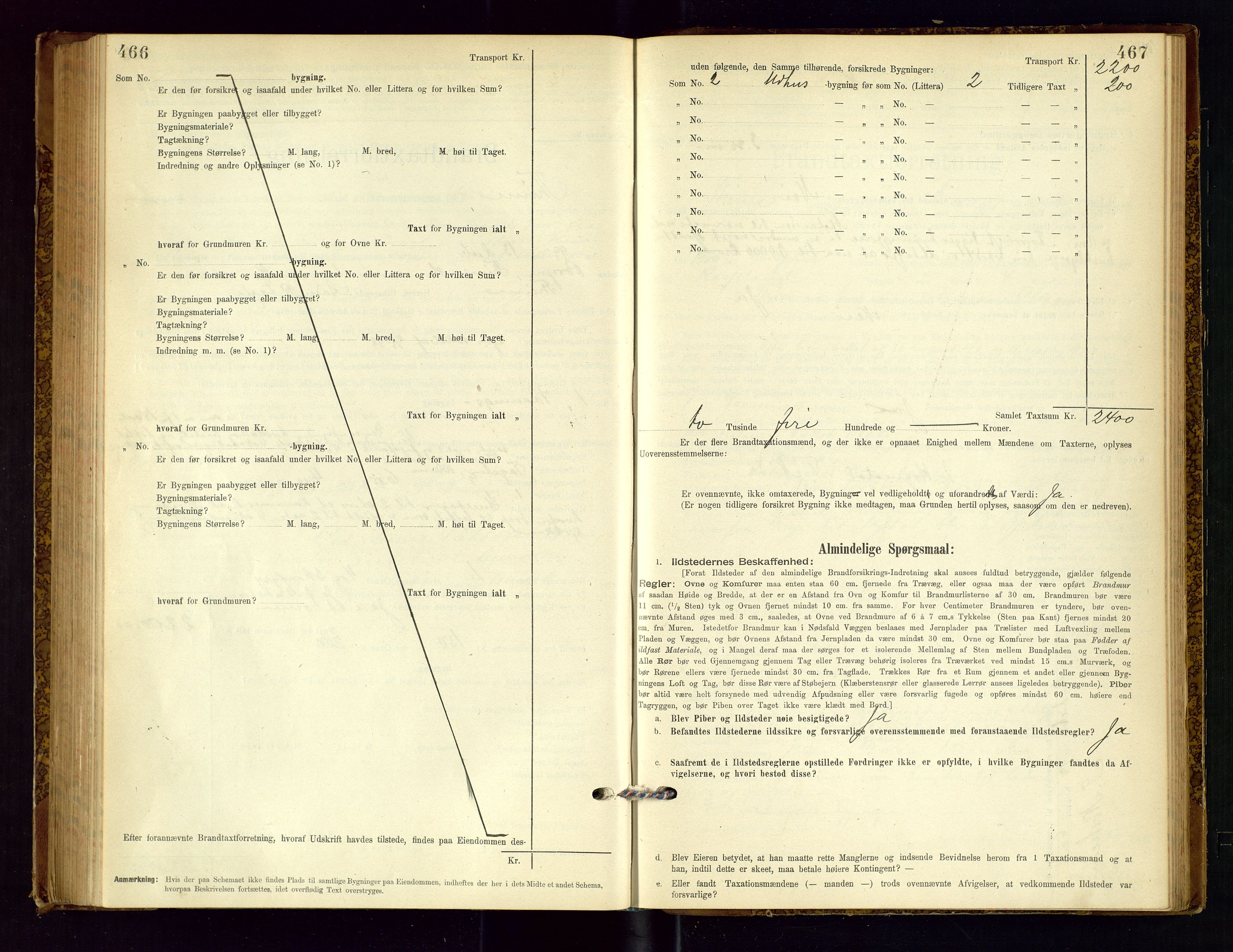 Time lensmannskontor, SAST/A-100420/Gob/L0001: Branntakstprotokoll, 1896-1914, s. 466-467
